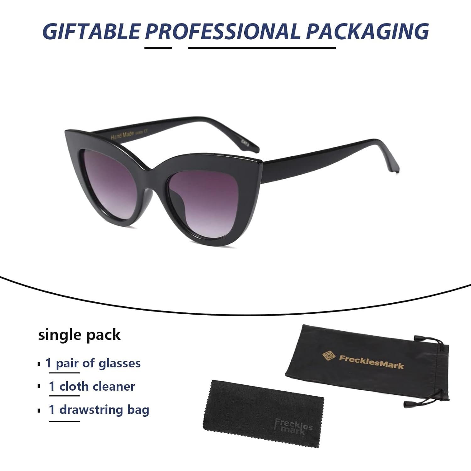 Gafas de sol cateye retro Freckles Mark UV400 para mujeres