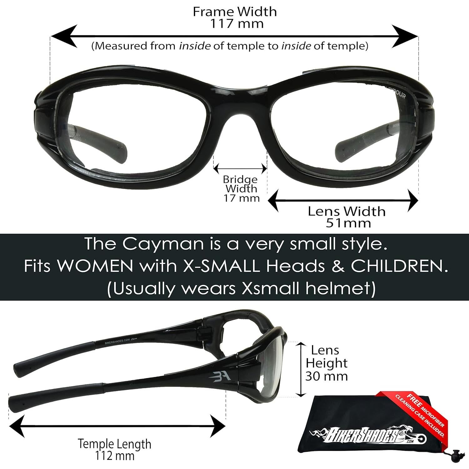 Bikershades Motorcycle Sunglasses Foam Padded PETITE Women, Girls and Boys.