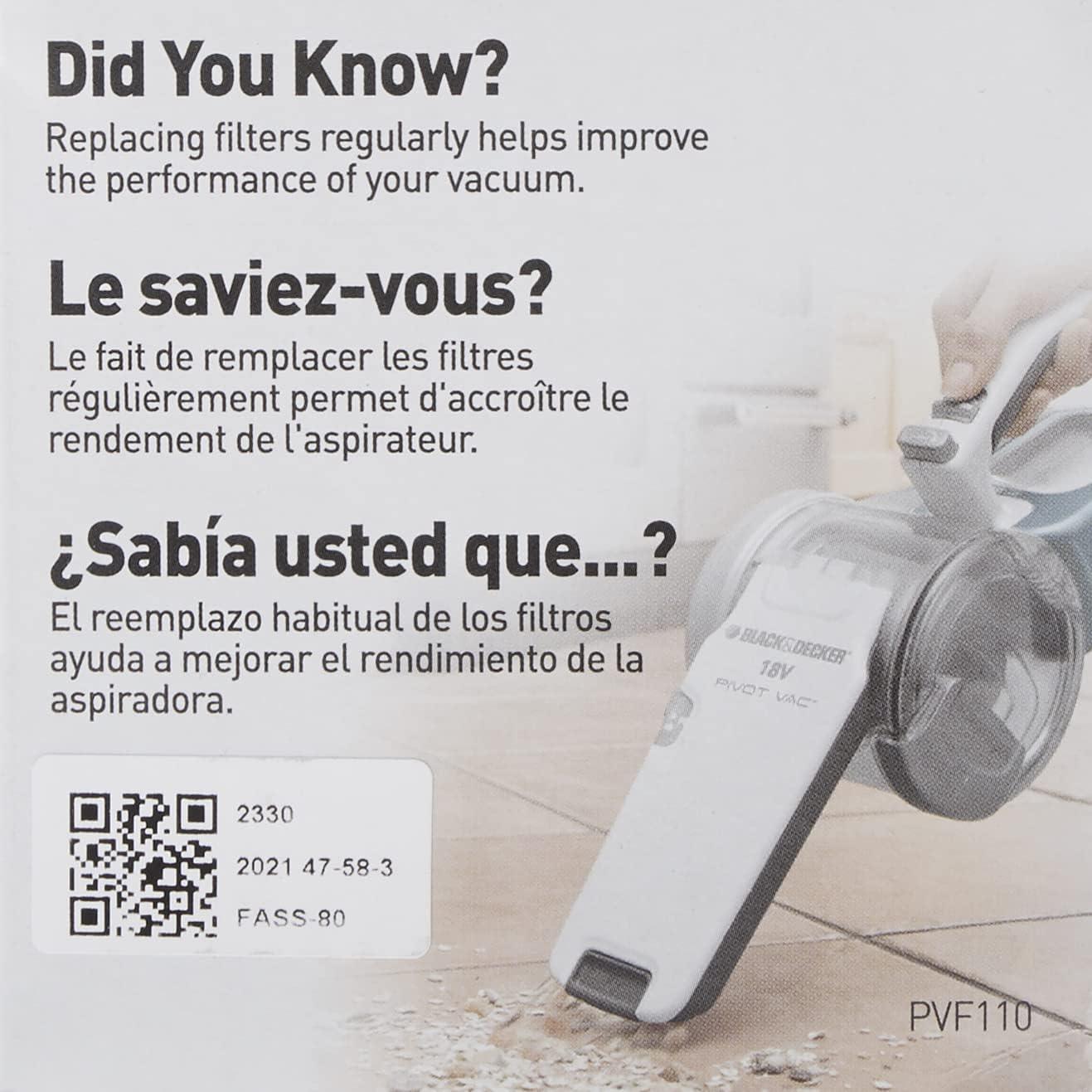 Filtro Black+Decker PVF110 para Aspiradora PHV1810 - Lavable