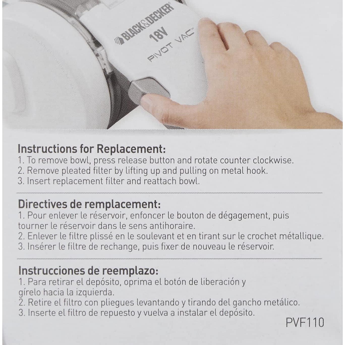 Filtro Black+Decker PVF110 para Aspiradora PHV1810 - Lavable