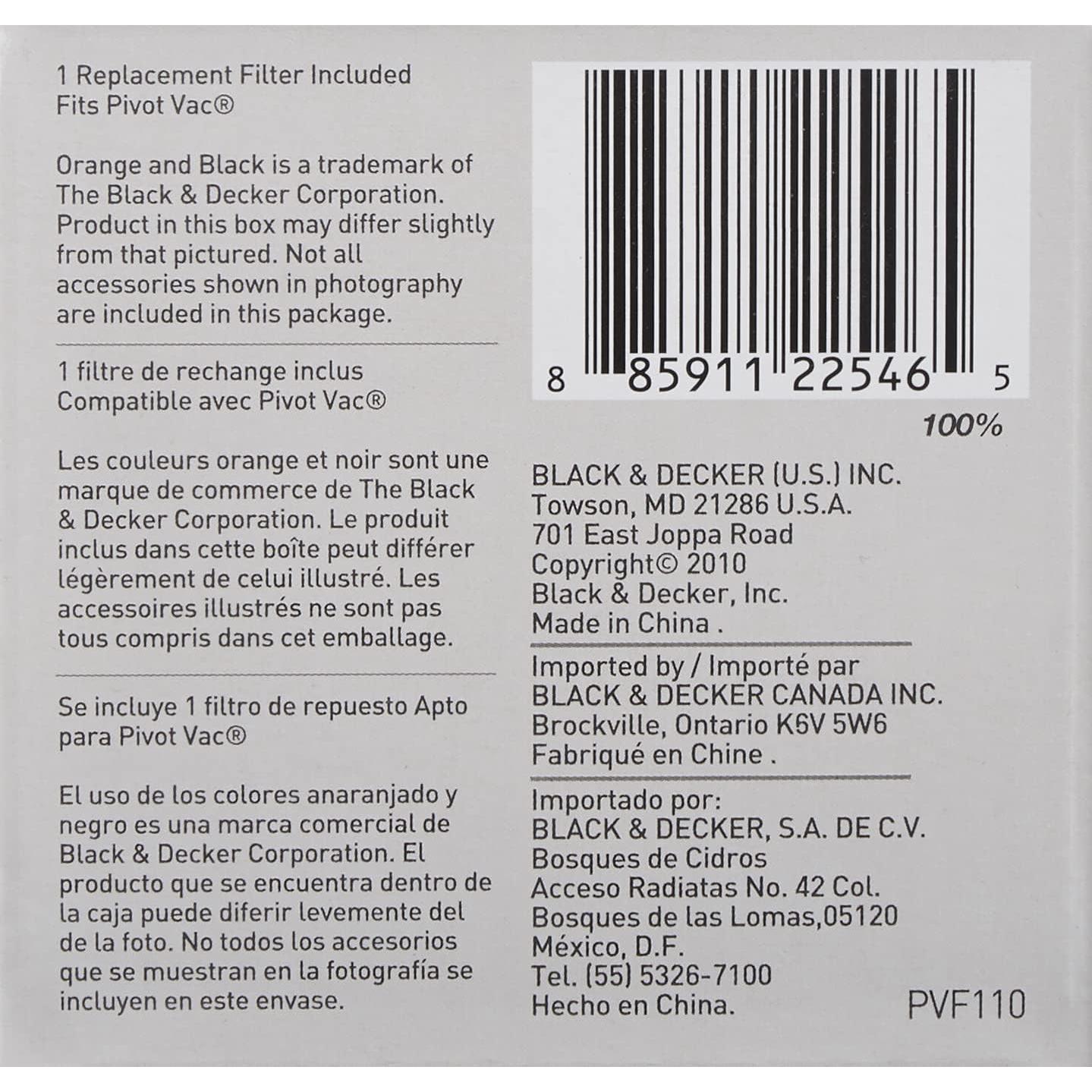 Filtro Black+Decker PVF110 para Aspiradora PHV1810 - Lavable