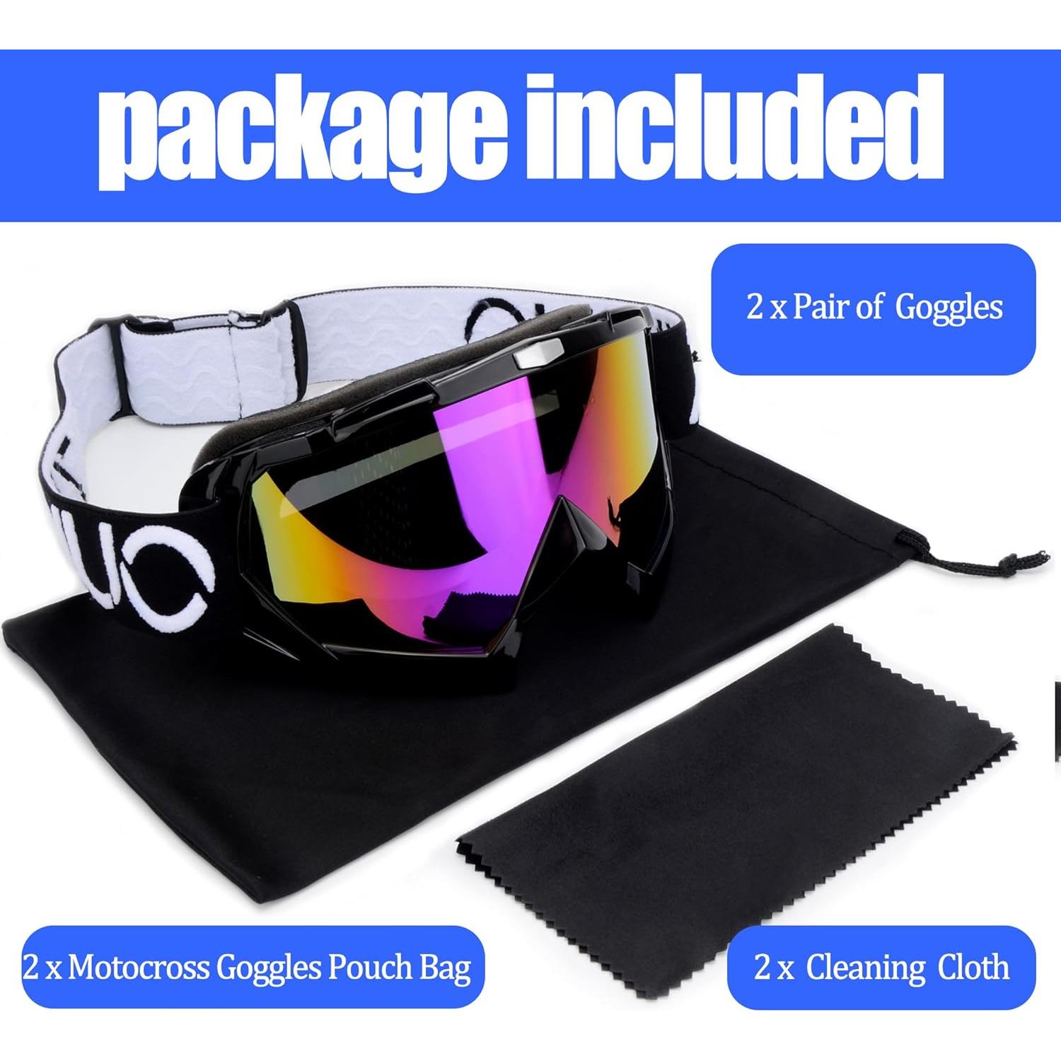 Gafas de Motocross ZJNUO - 2 Paquetes ATV para Niños