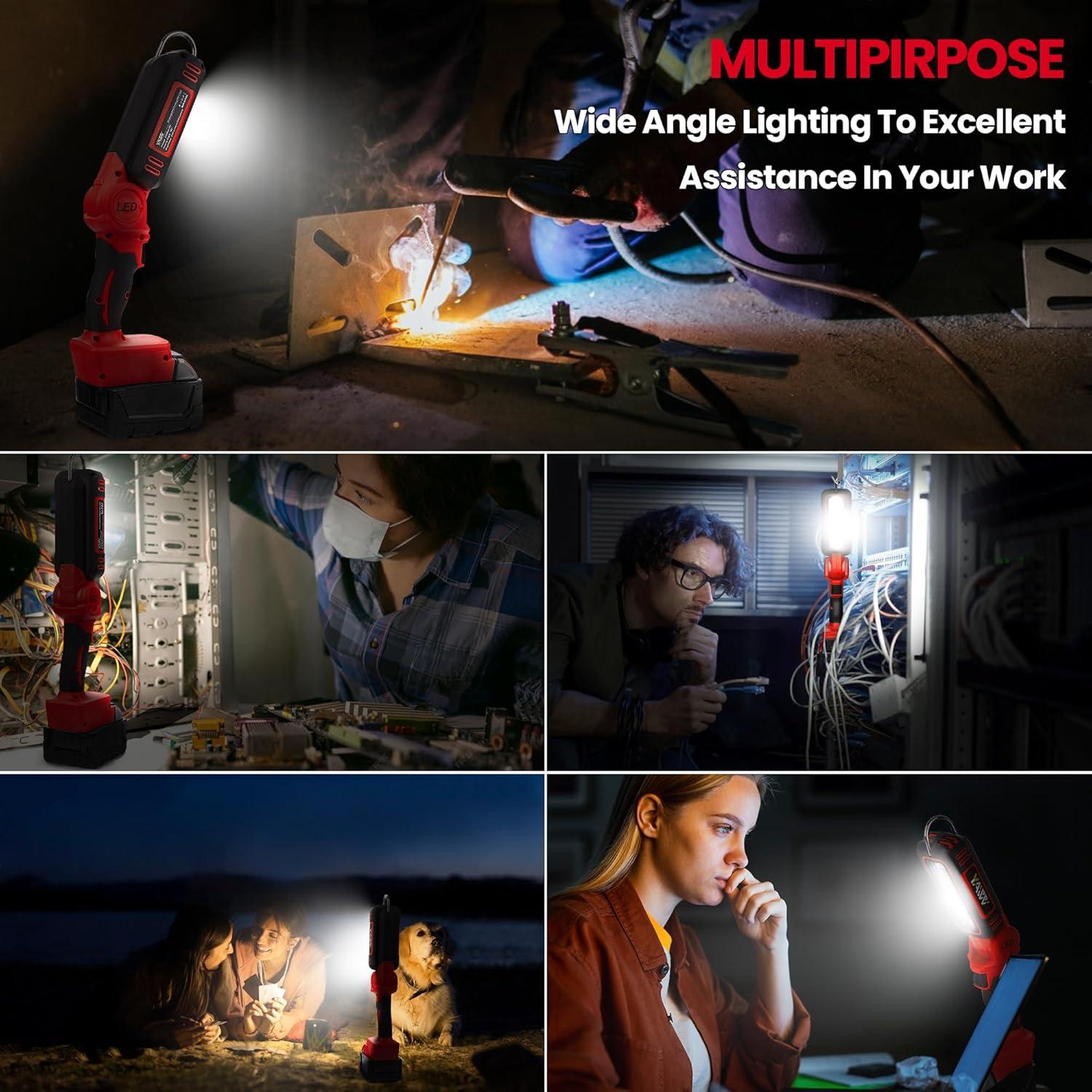 Luz de trabajo LED YAWV M18 MAX 1000 lúmenes rotativa