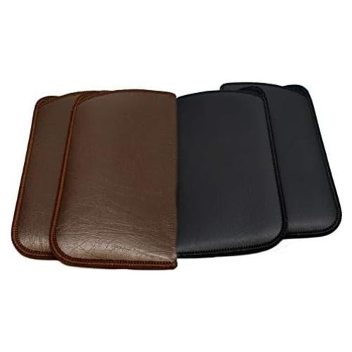 Funda delgada para gafas Calabria - Cuero PU y fieltro - Negro/Marrón