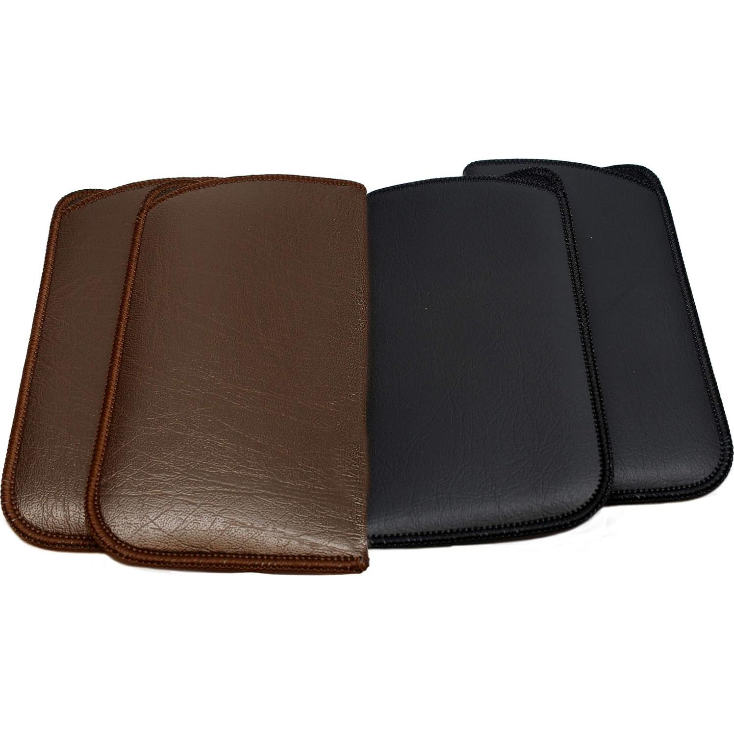 Funda delgada para gafas Calabria - Cuero PU y fieltro - Negro/Marrón