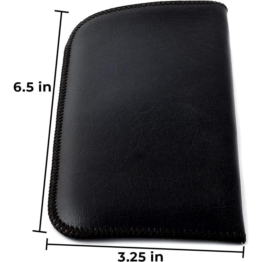 Funda delgada para gafas Calabria - Cuero PU y fieltro - Negro/Marrón