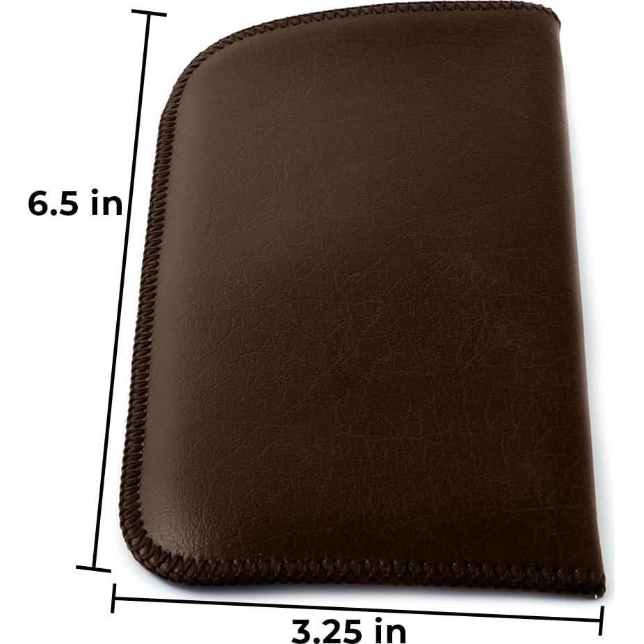 Funda delgada para gafas Calabria - Cuero PU y fieltro - Negro/Marrón