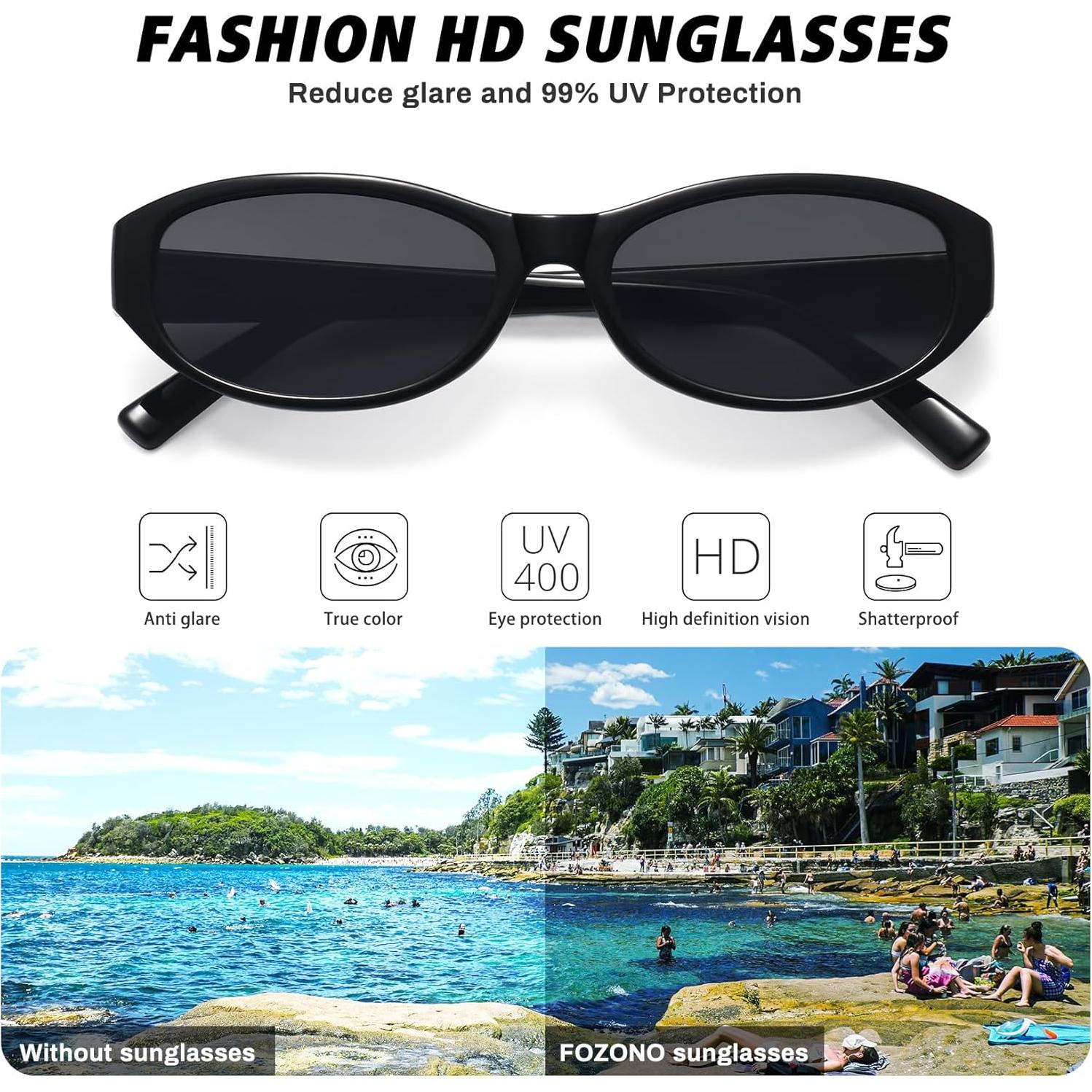 Gafas de sol ovaladas Fozono UV400 para mujer vintage