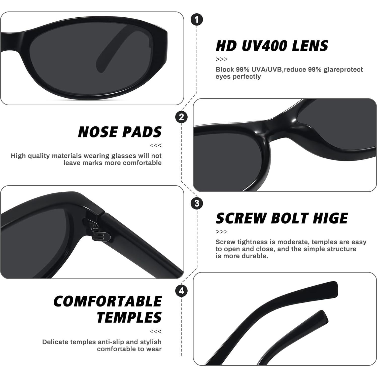 Gafas de sol ovaladas Fozono UV400 para mujer vintage