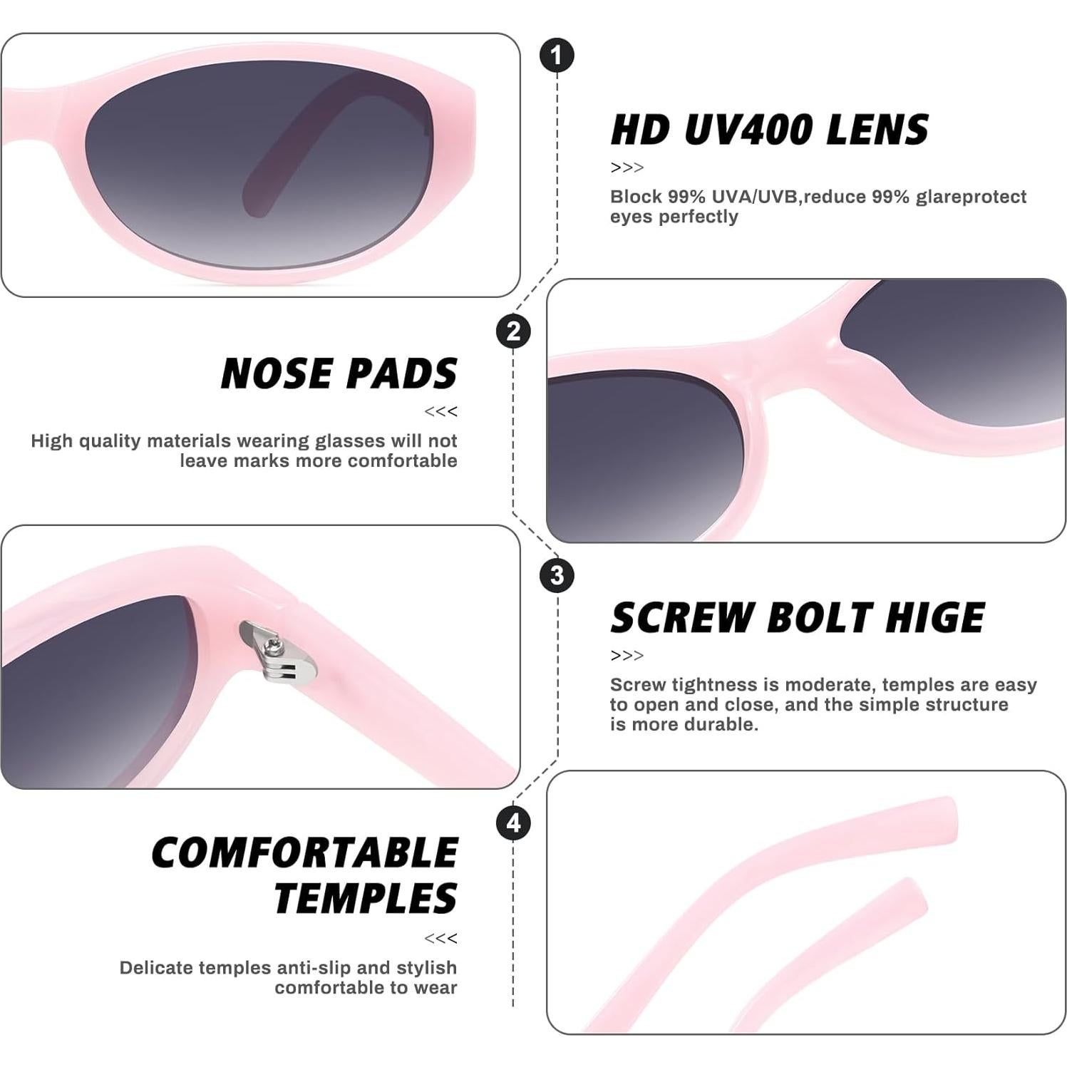 Gafas de sol ovaladas Fozono rosa con lentes UV400
