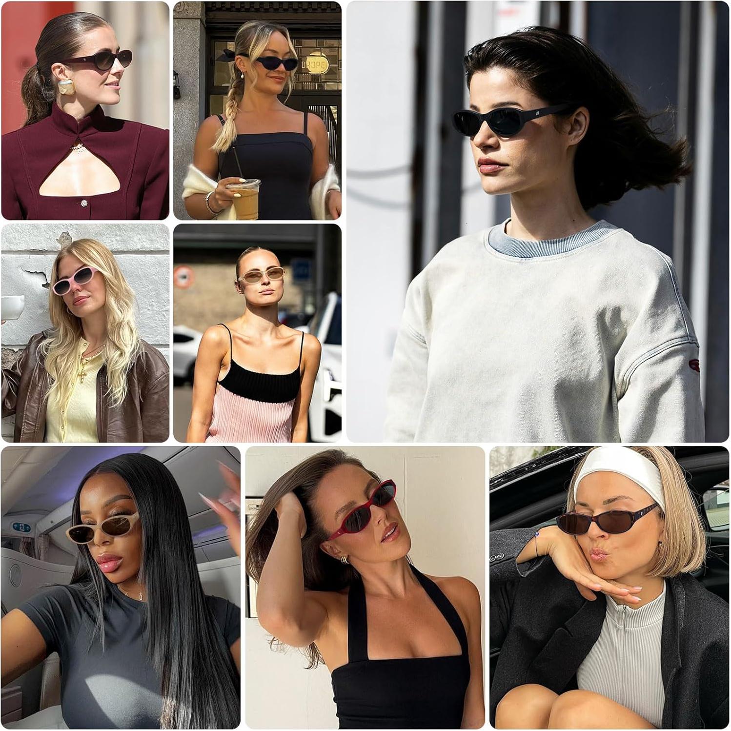 Gafas de sol ovaladas Fozono UV400 para mujer vintage