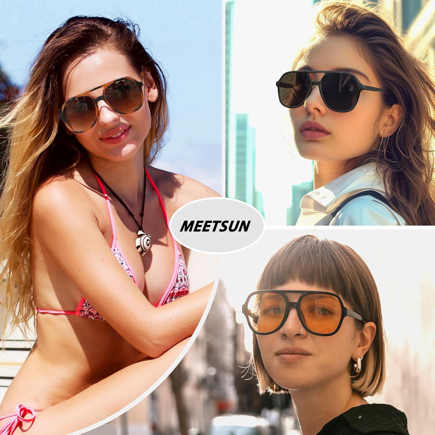 Gafas de sol aviador retro MEETSUN UV400 unisex 3pack