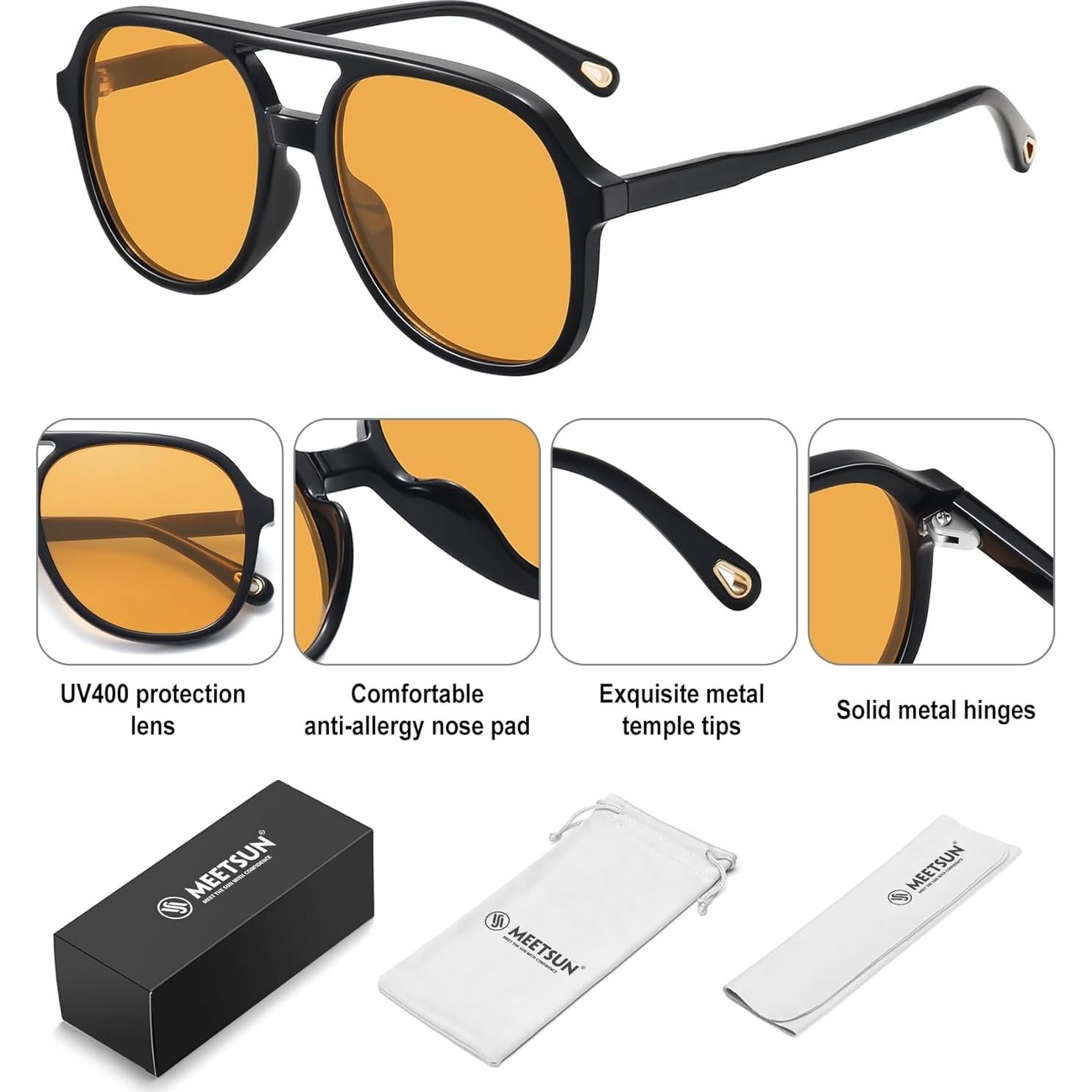 Gafas de sol aviador retro MEETSUN UV400 unisex 3pack