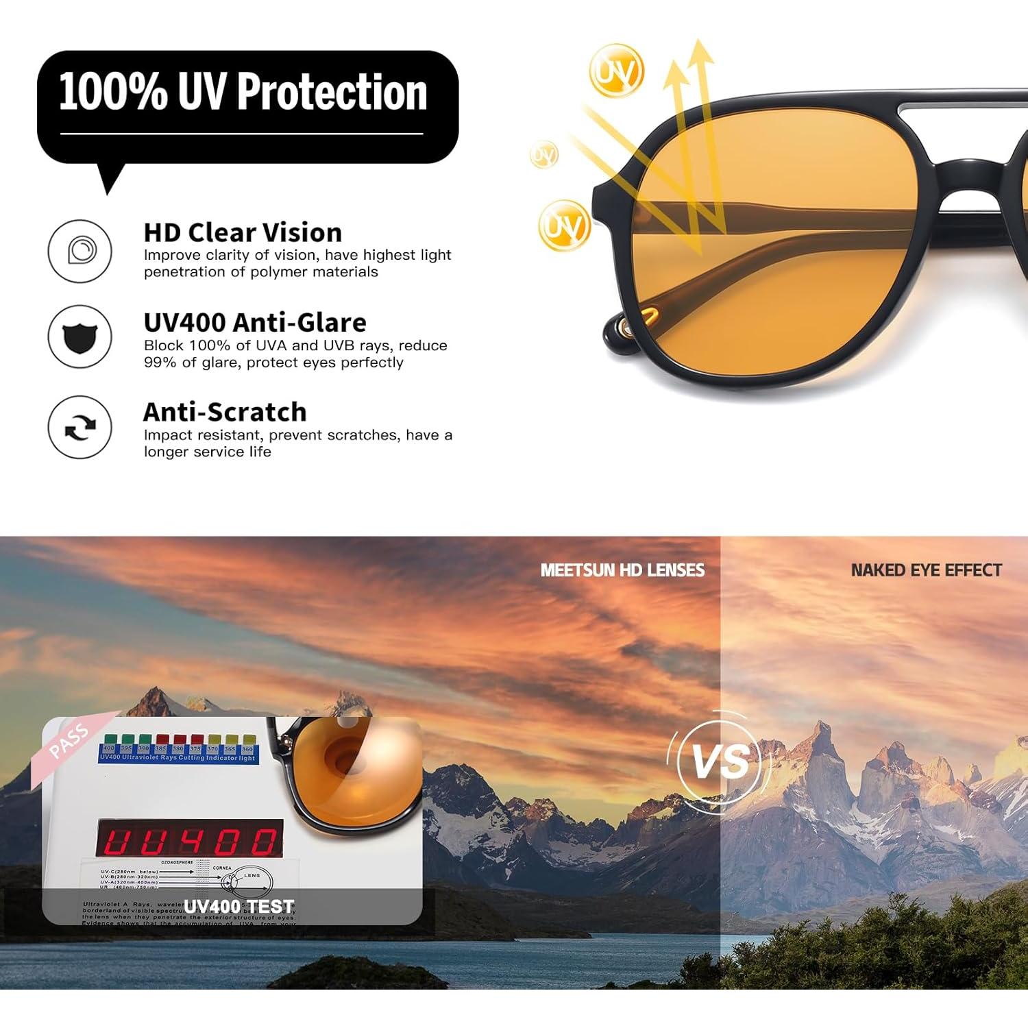 Gafas de sol aviador retro MEETSUN UV400 unisex 3pack