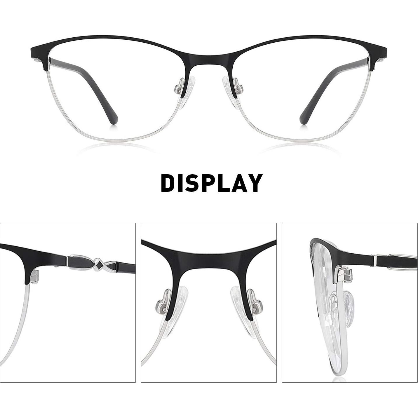 Gafas de lectura OLIEYE Cat Eye negras 53mm con luz azul