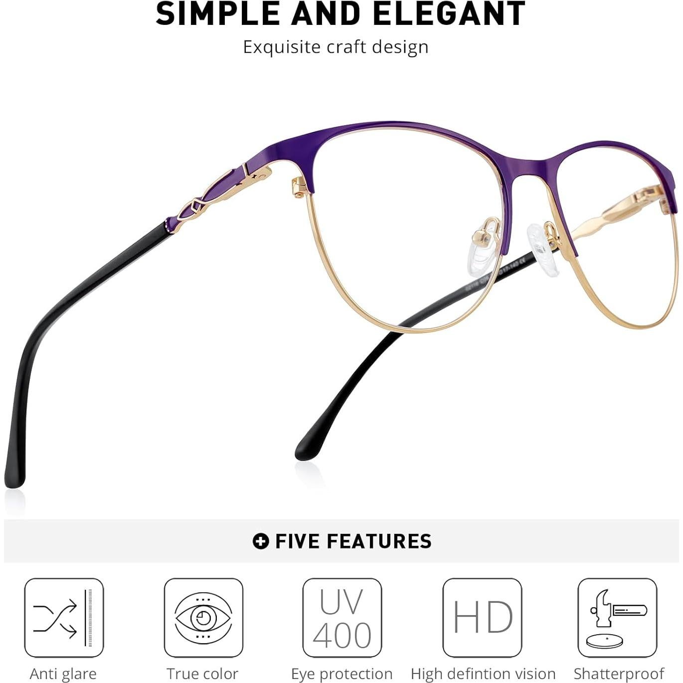 Gafas de lectura OLIEYE Cat Eye retro con luz azul 3.0x