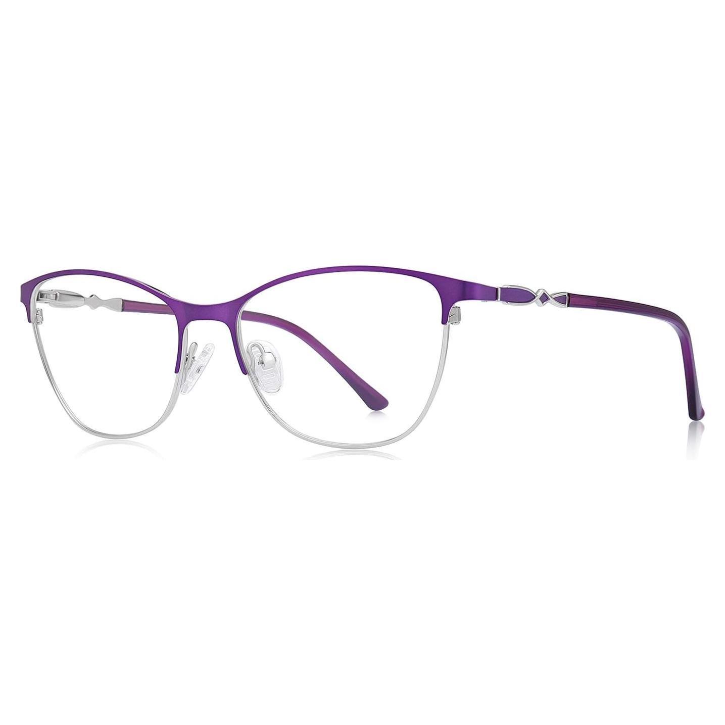 Gafas de lectura OLIEYE Cat Eye plata y púrpura 53mm