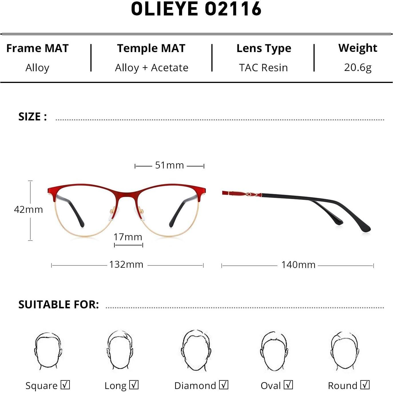 Gafas de lectura OLIEYE Cat Eye retro para mujeres