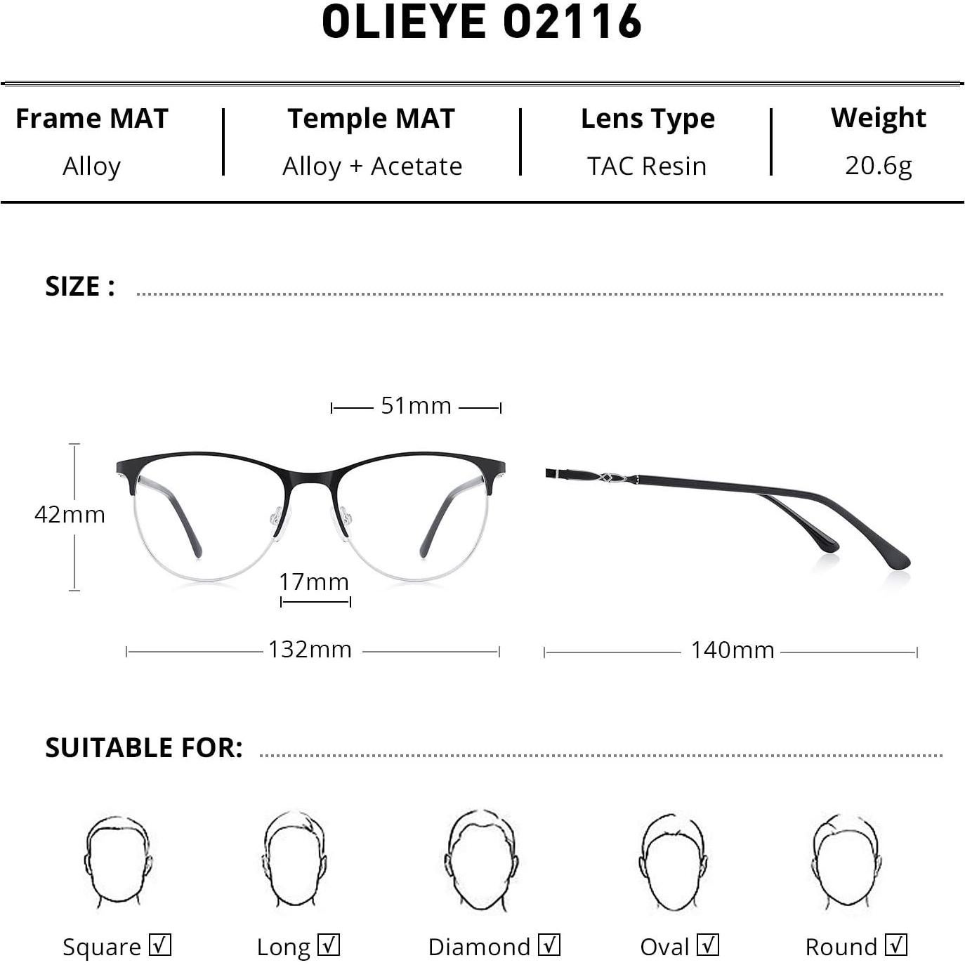 Gafas de lectura OLIEYE Cat Eye 2.5x diseño retro