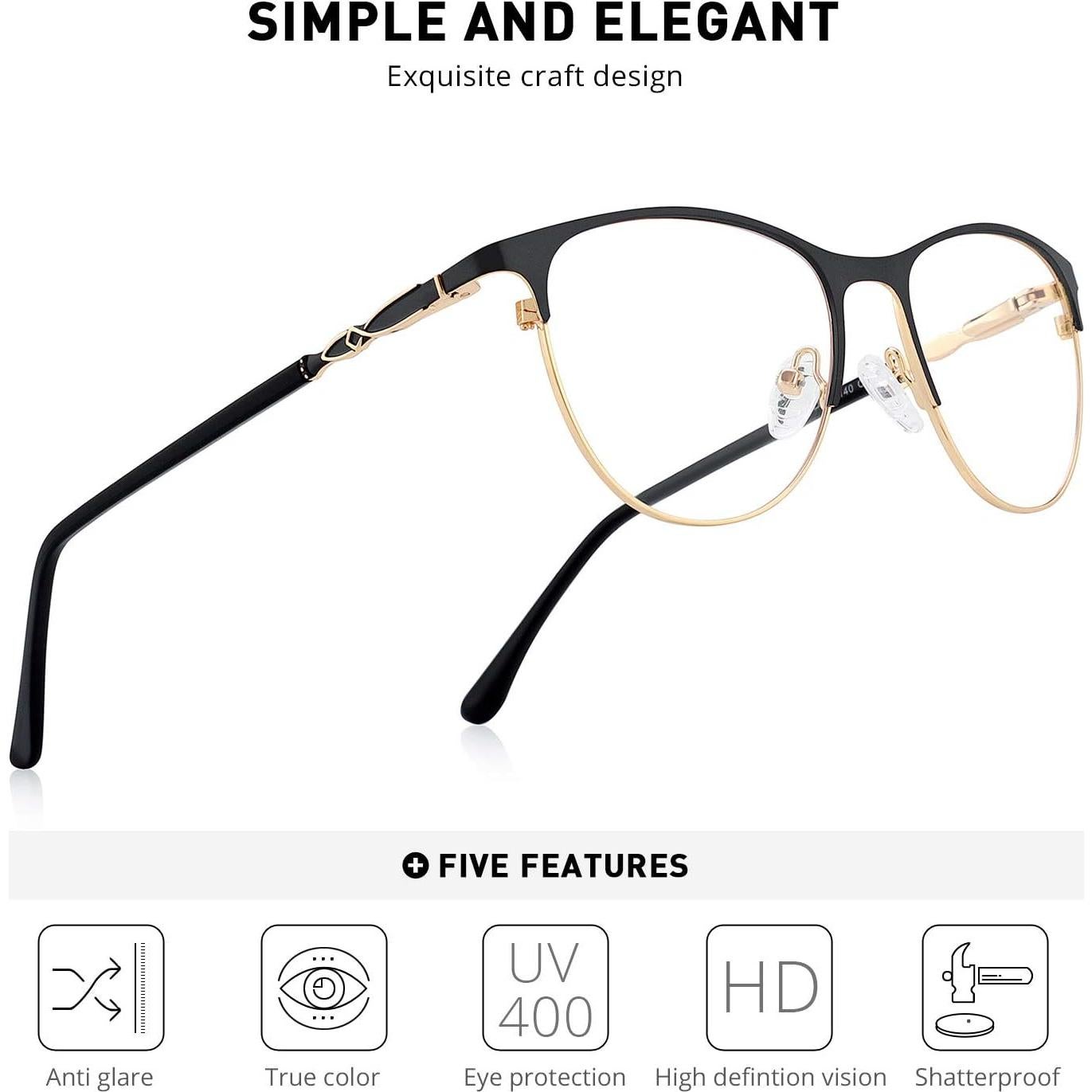 Gafas de lectura OLIEYE Cat Eye oro y negro 4.0x