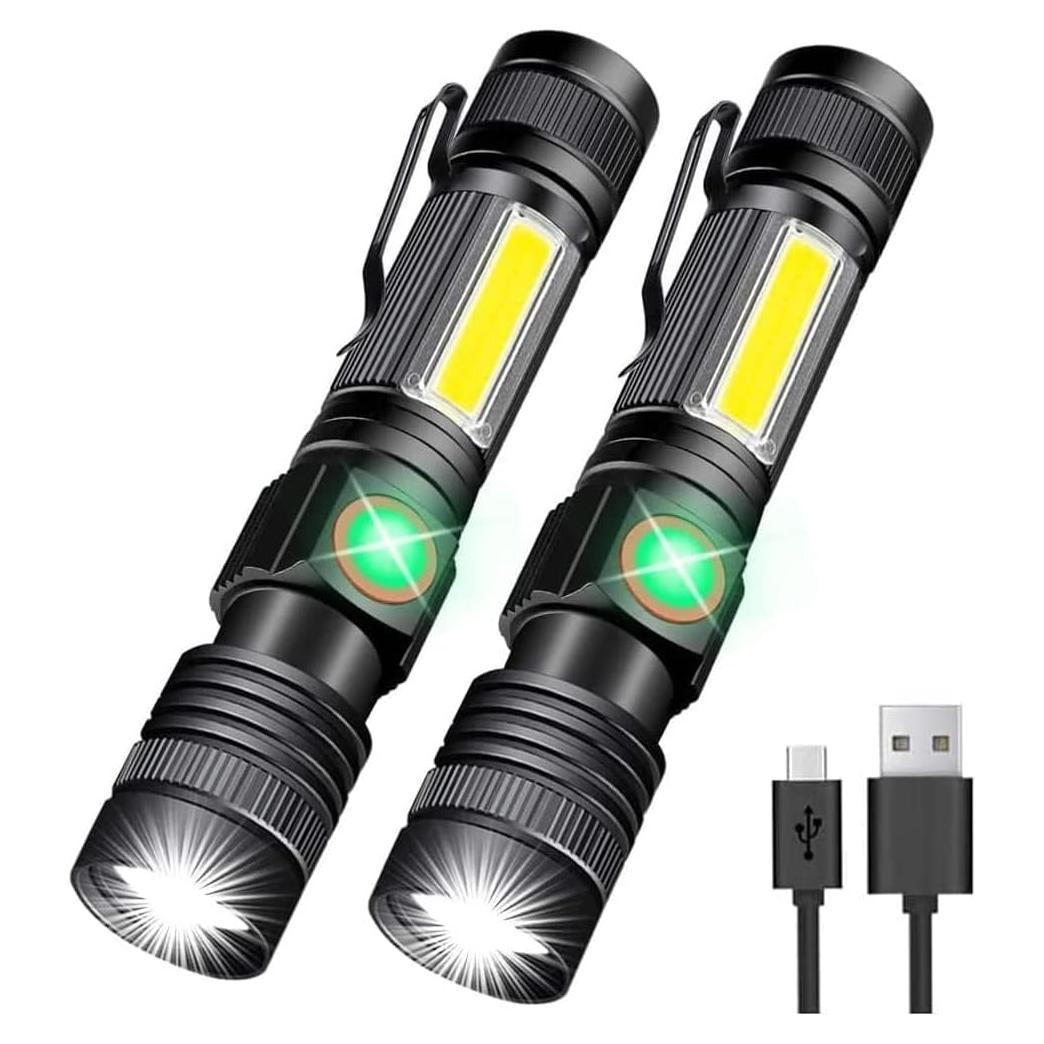 Linterna LED Recargable Hoxida 2000 Lúmenes Imán 2 Pzas