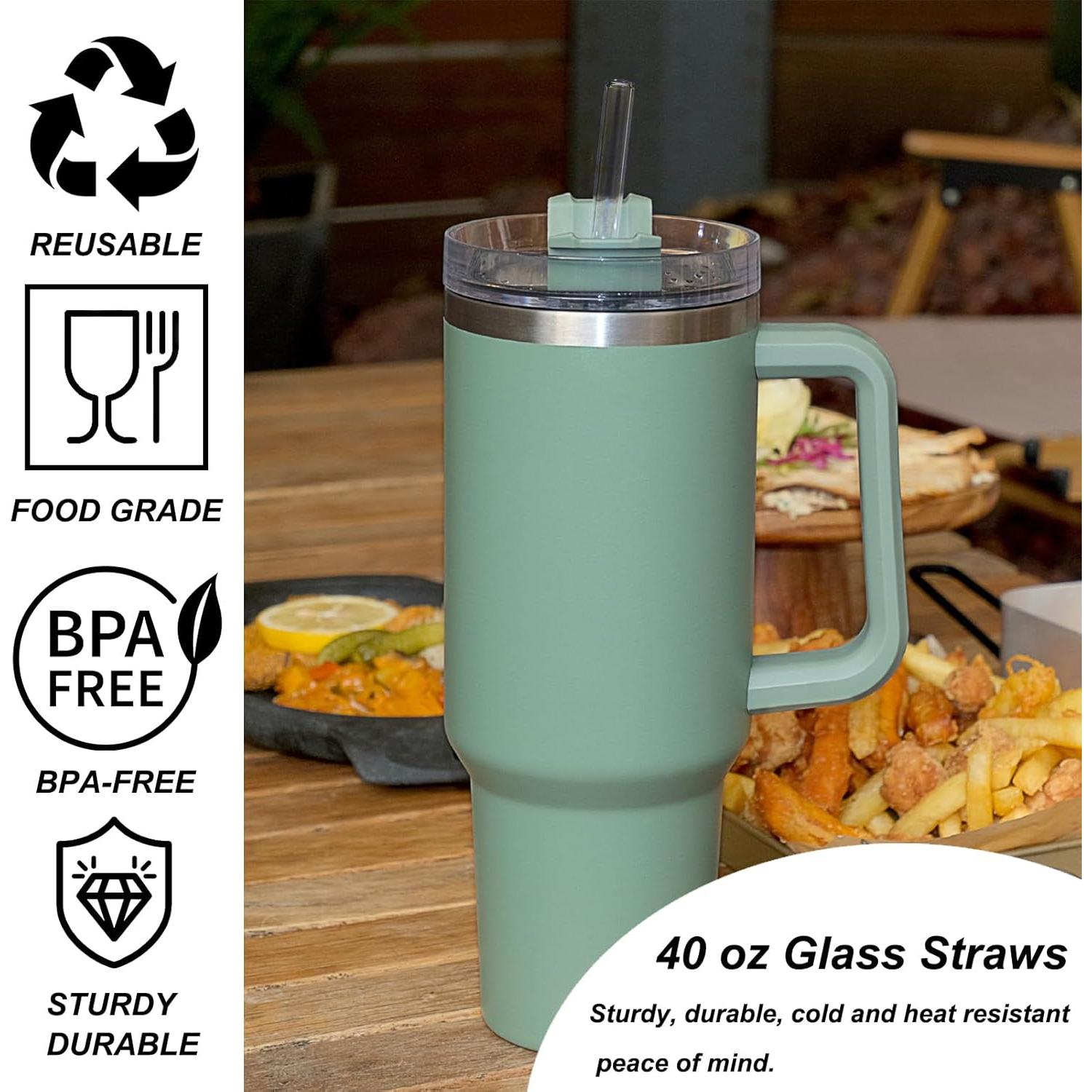 Popotes de Vidrio Reutilizables CteaTs para Taza Stanley 30/40 oz