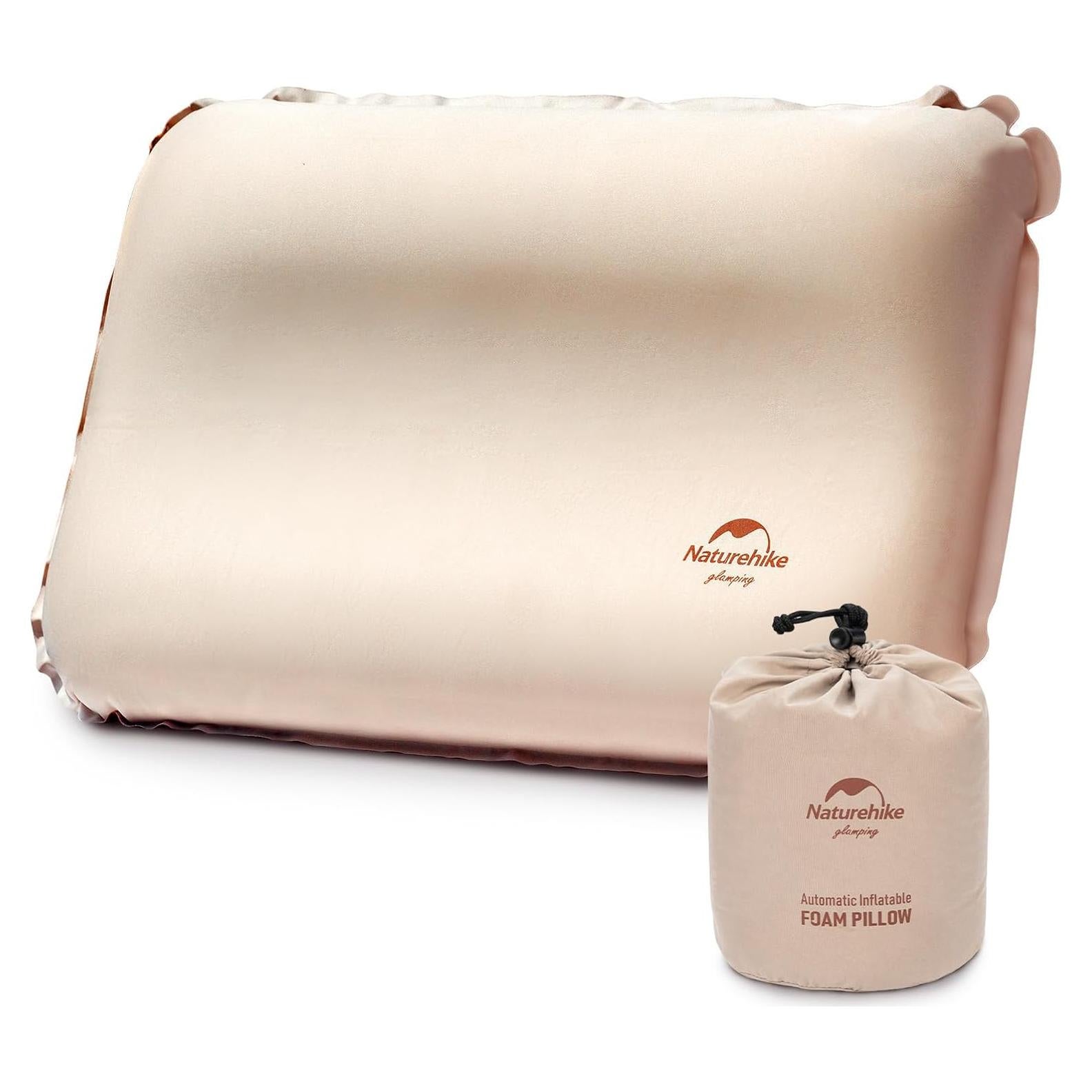 Naturehike Camping Pillow with Memory Foam, Self-Inflating Portable Pillow, Camping Essentials, Ergonomic for Neck Support, Travel Pillows for Camping, Airplanes, Hiking, Backpacking, Hammock