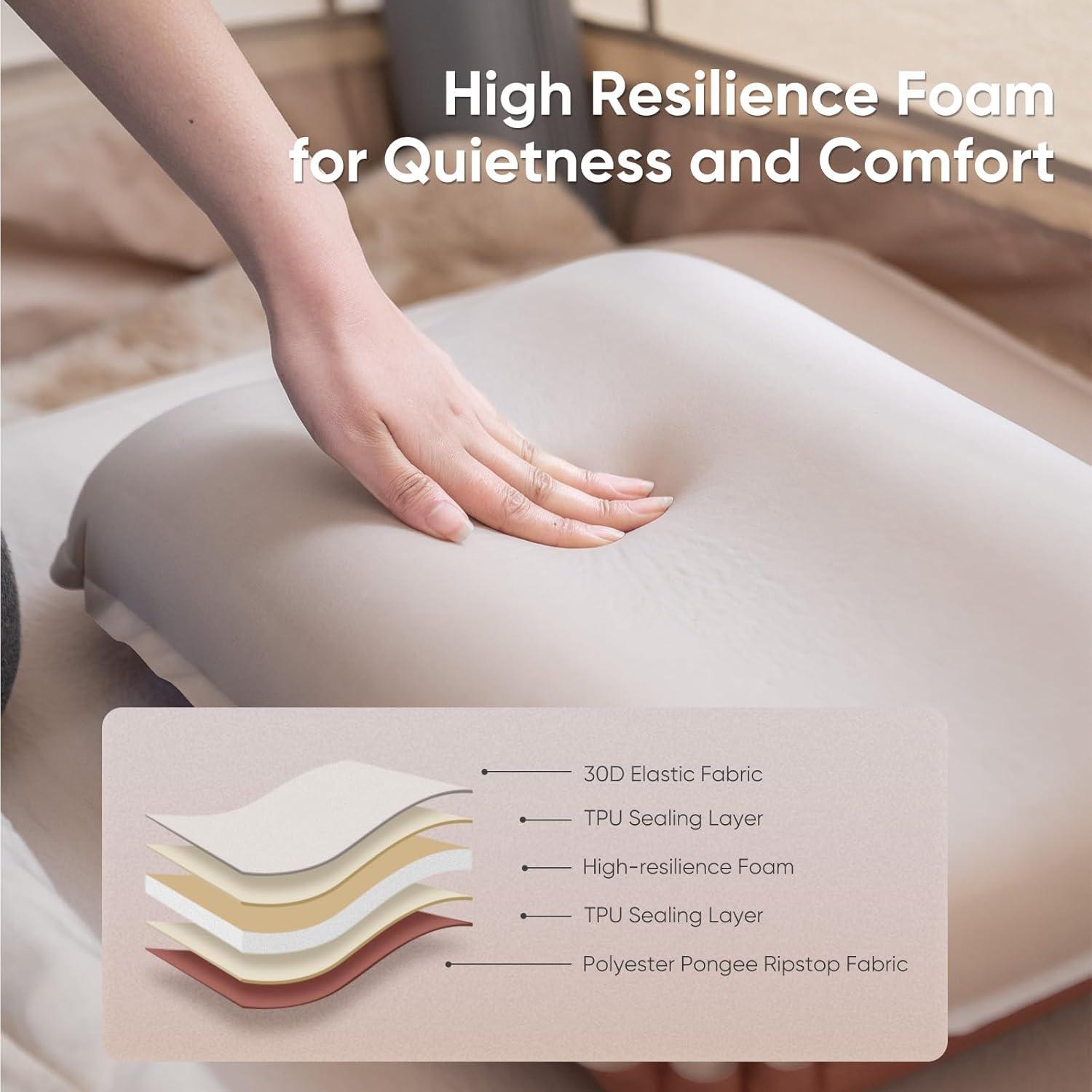 Naturehike Camping Pillow with Memory Foam, Self-Inflating Portable Pillow, Camping Essentials, Ergonomic for Neck Support, Travel Pillows for Camping, Airplanes, Hiking, Backpacking, Hammock