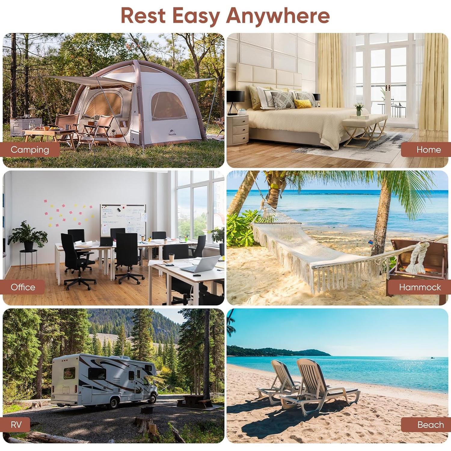 Naturehike Camping Pillow with Memory Foam, Self-Inflating Portable Pillow, Camping Essentials, Ergonomic for Neck Support, Travel Pillows for Camping, Airplanes, Hiking, Backpacking, Hammock