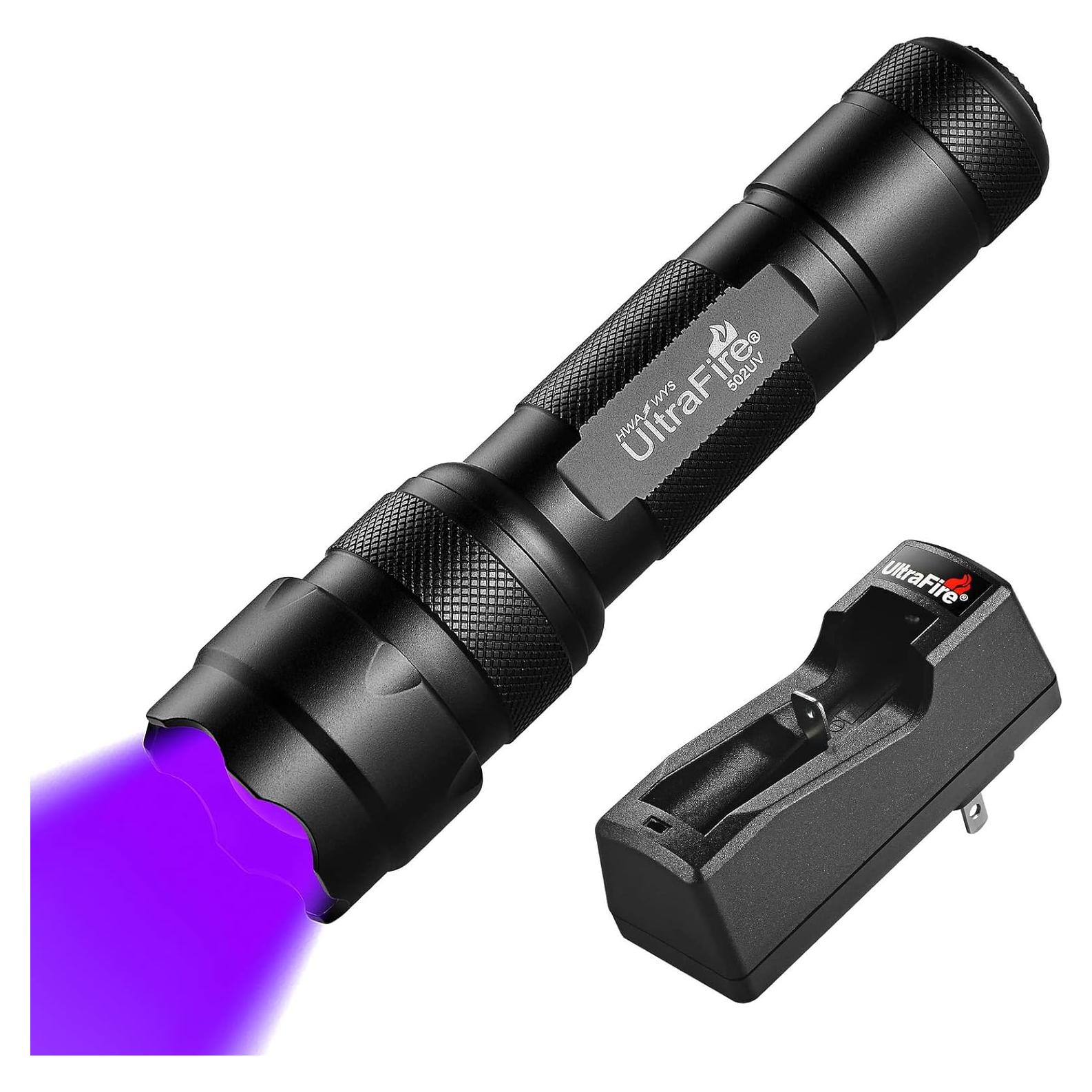 Linterna UV UltraFire 395-405 nm Luz Negra para Detectar Orina