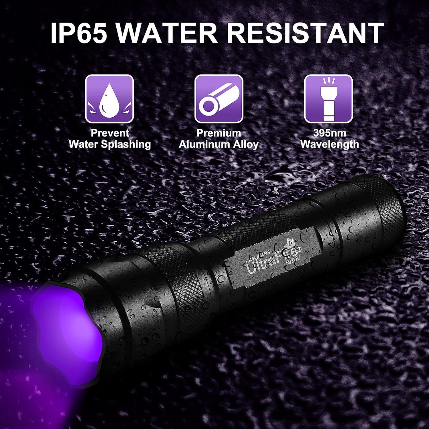 Linterna UV UltraFire 395-405 nm Luz Negra para Detectar Orina