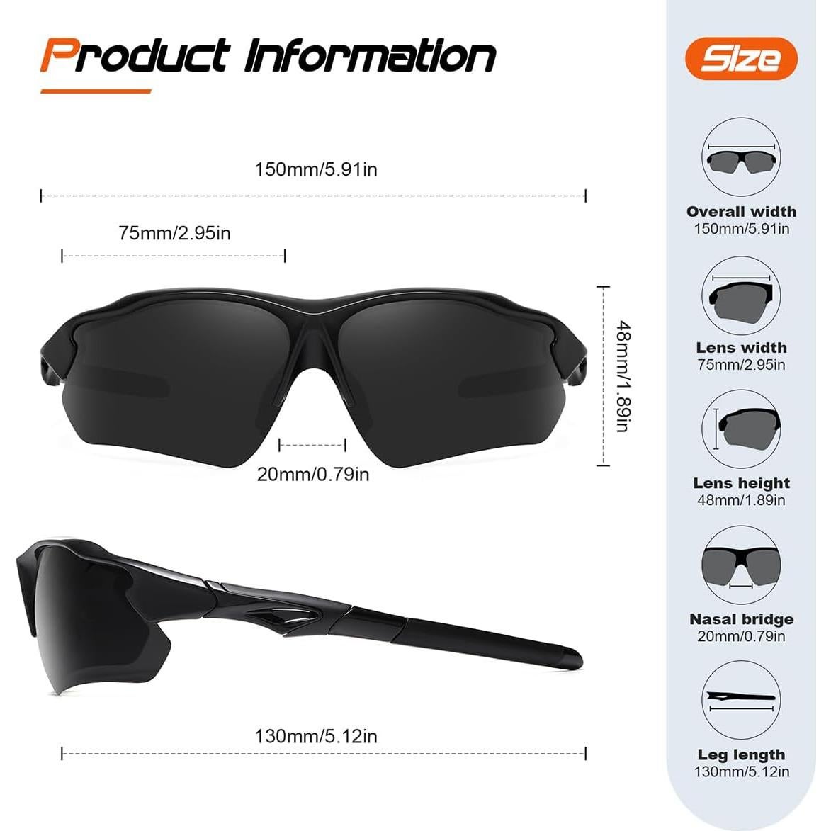 Gafas de sol deportivas FAGUMA UV400 unisex TR90 polarizadas