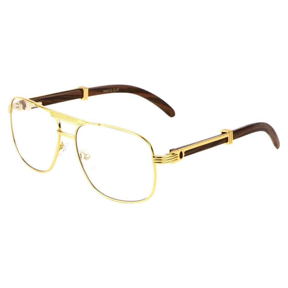 Gafas de sol Dweebzilla Aviador Metal y Madera Falsa - Lentes Transparentes