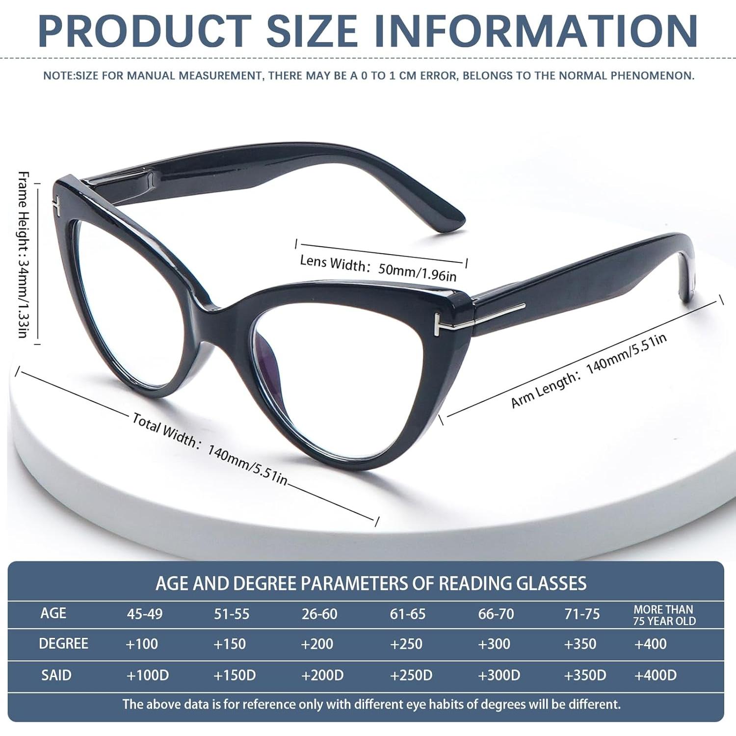 6 Gafas de Lectura Ojo de Gato Mujeres Bloqueo Luz Azul