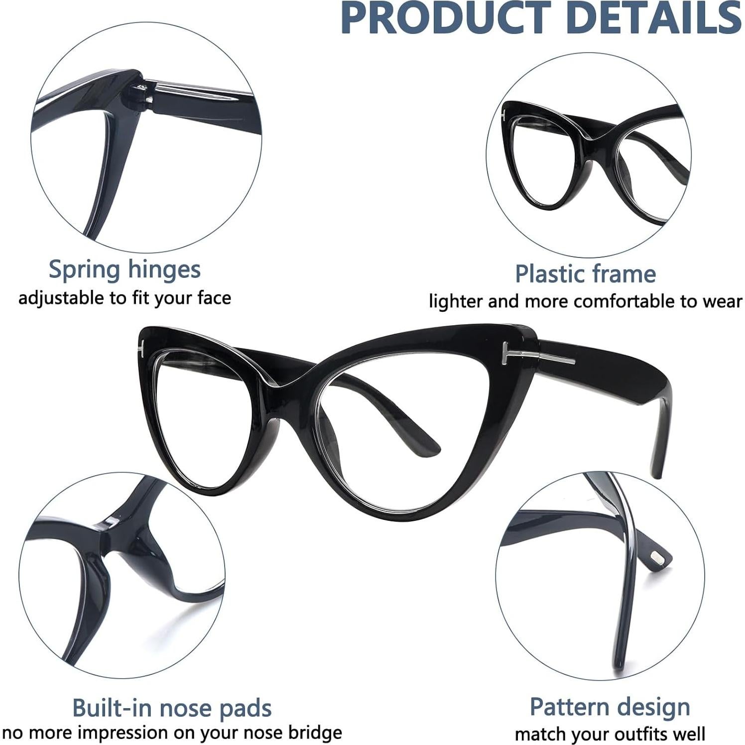 6 Gafas de Lectura Ojo de Gato Mujeres Bloqueo Luz Azul