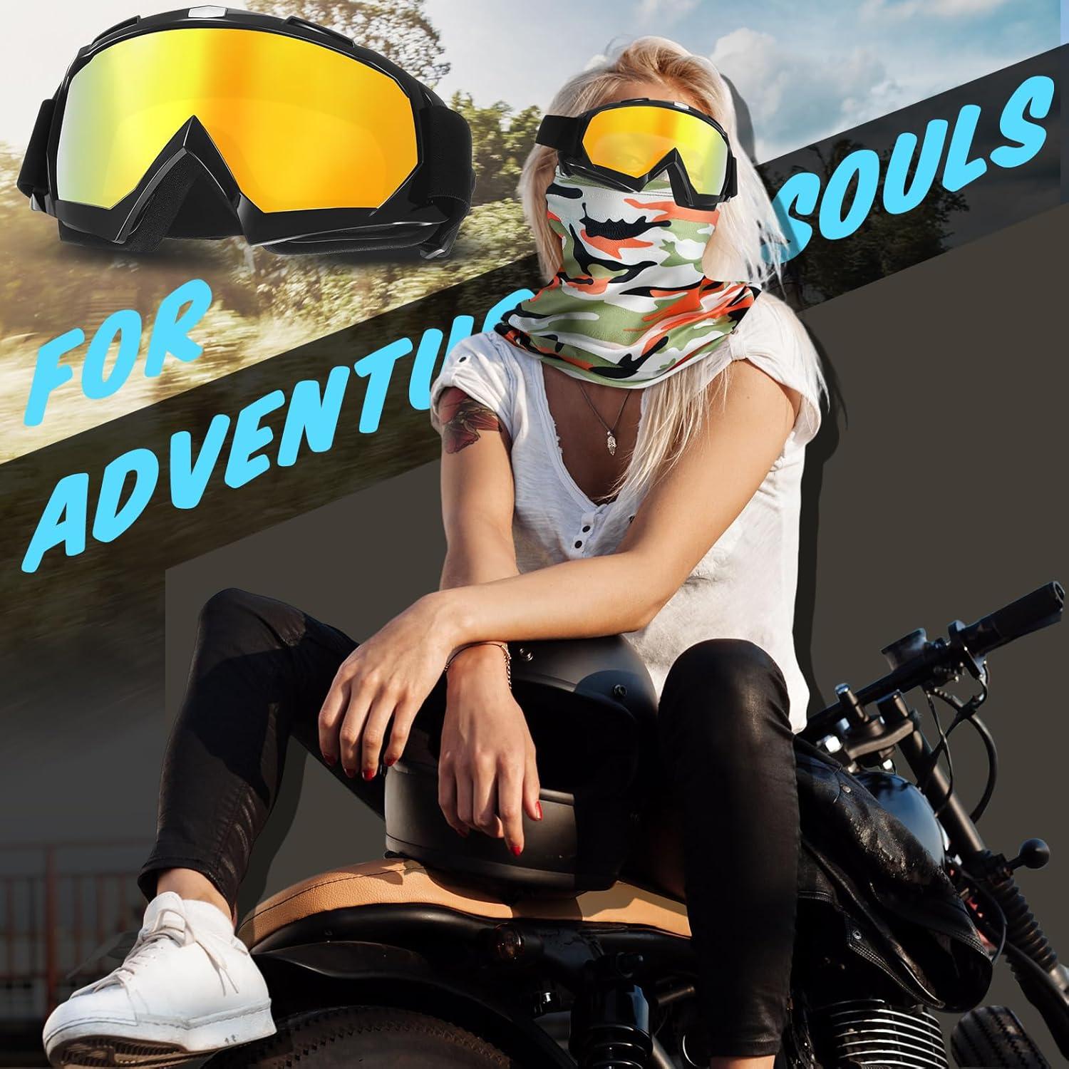 Jecery 10 Pcs Motorcycle Dirt Bike ATV Goggle with Face Mask Neck Breathable Anti-UV Adjustable Goggle for Men Women