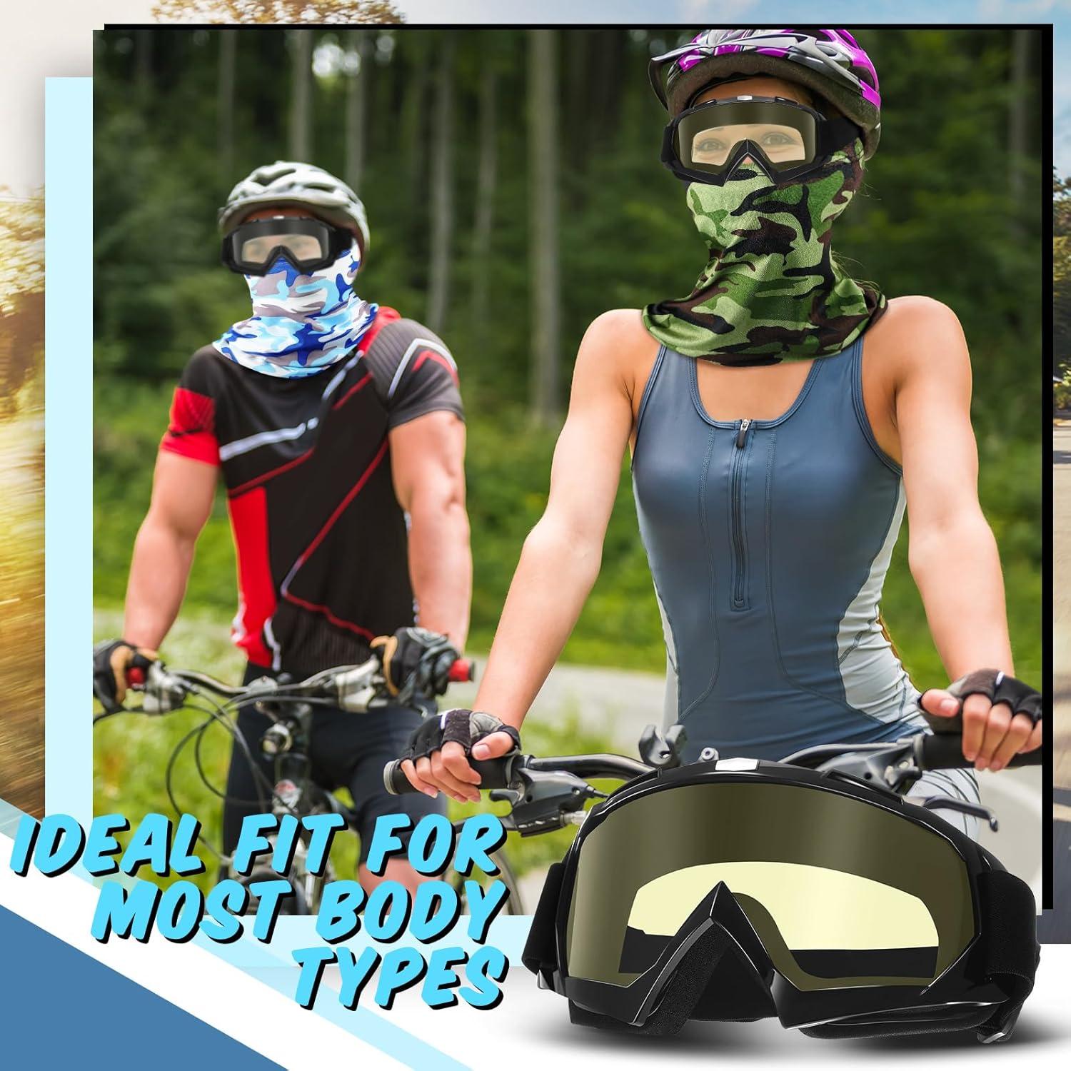 Jecery 10 Pcs Motorcycle Dirt Bike ATV Goggle with Face Mask Neck Breathable Anti-UV Adjustable Goggle for Men Women