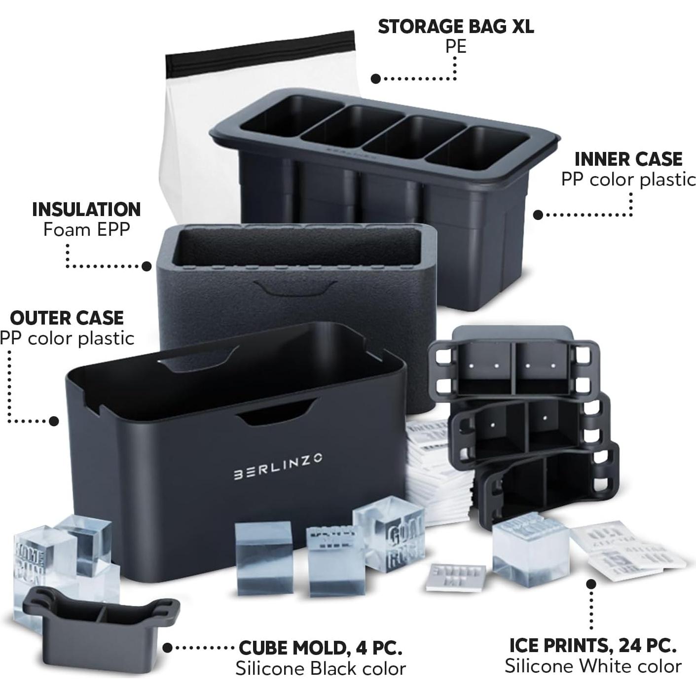 Molde de Hielo Claro Berlinzo - 8 Cubos de 5,08 cm