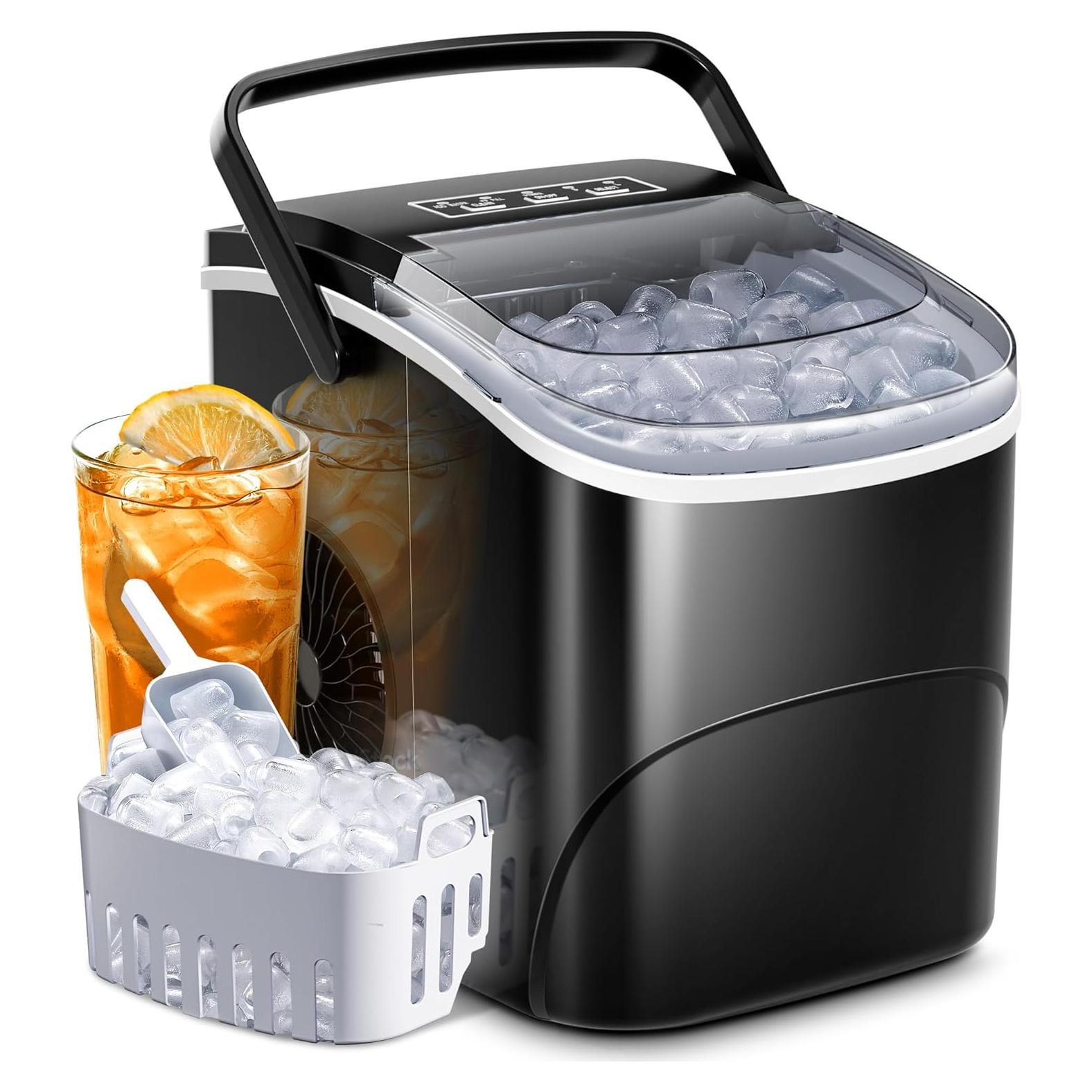 Máquina de Hielo AGLUCKY 12kg/24h 9 Cubos en 6 Min Negro