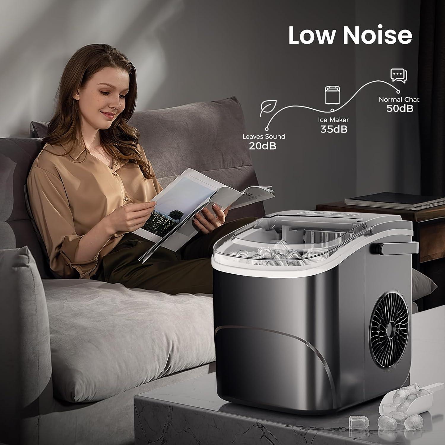 Máquina de Hielo AGLUCKY 12kg/24h 9 Cubos en 6 Min Negro