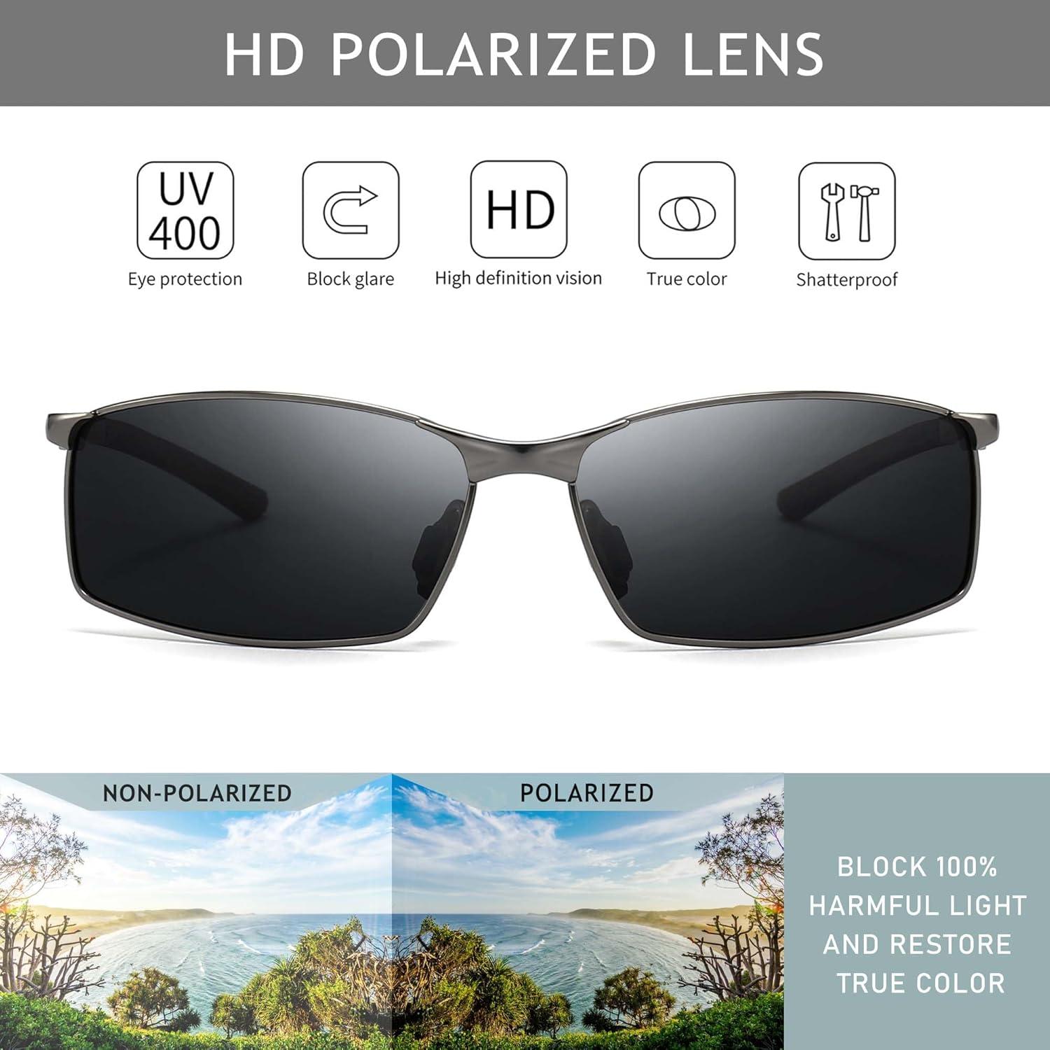 Gafas de Sol Polarizadas para Hombres Marco Metálico Gris