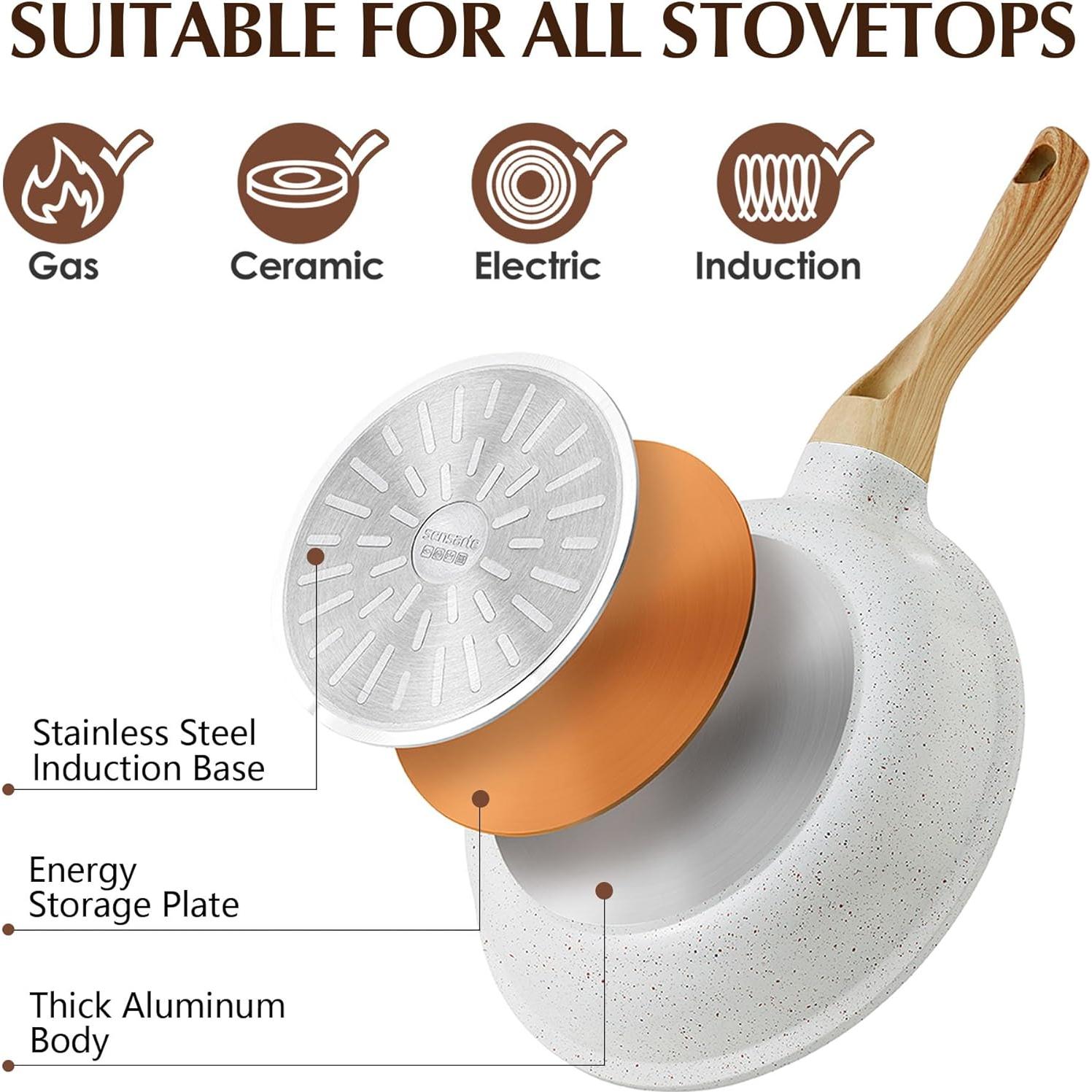 Sartén Cerámica SENSARTE 20 cm Antiadh. con Tapa