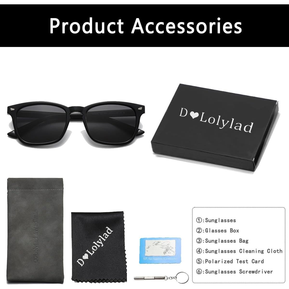 Gafas de sol polarizadas DLolylad UV400 estilo retro negro