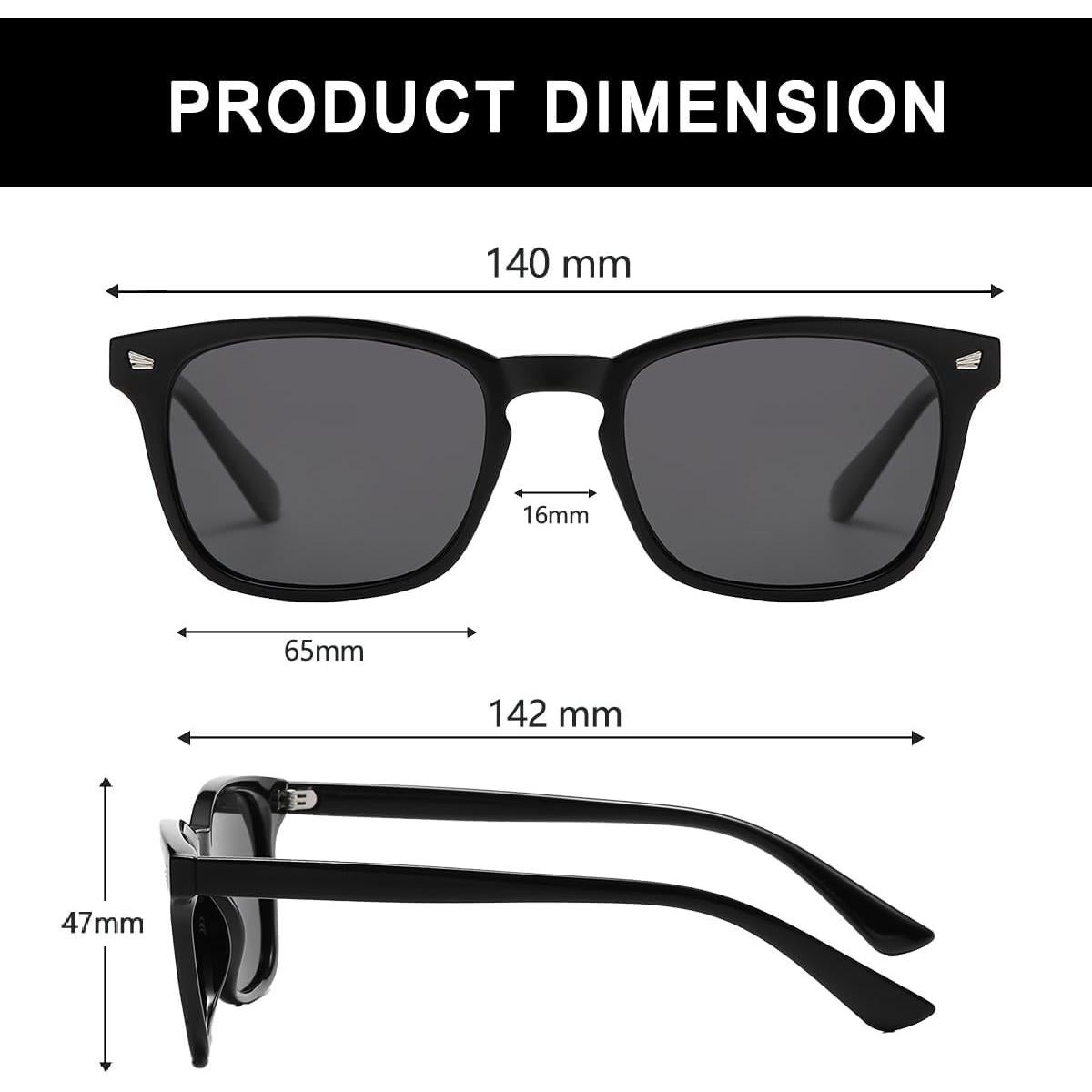 Gafas de sol polarizadas DLolylad UV400 estilo retro negro