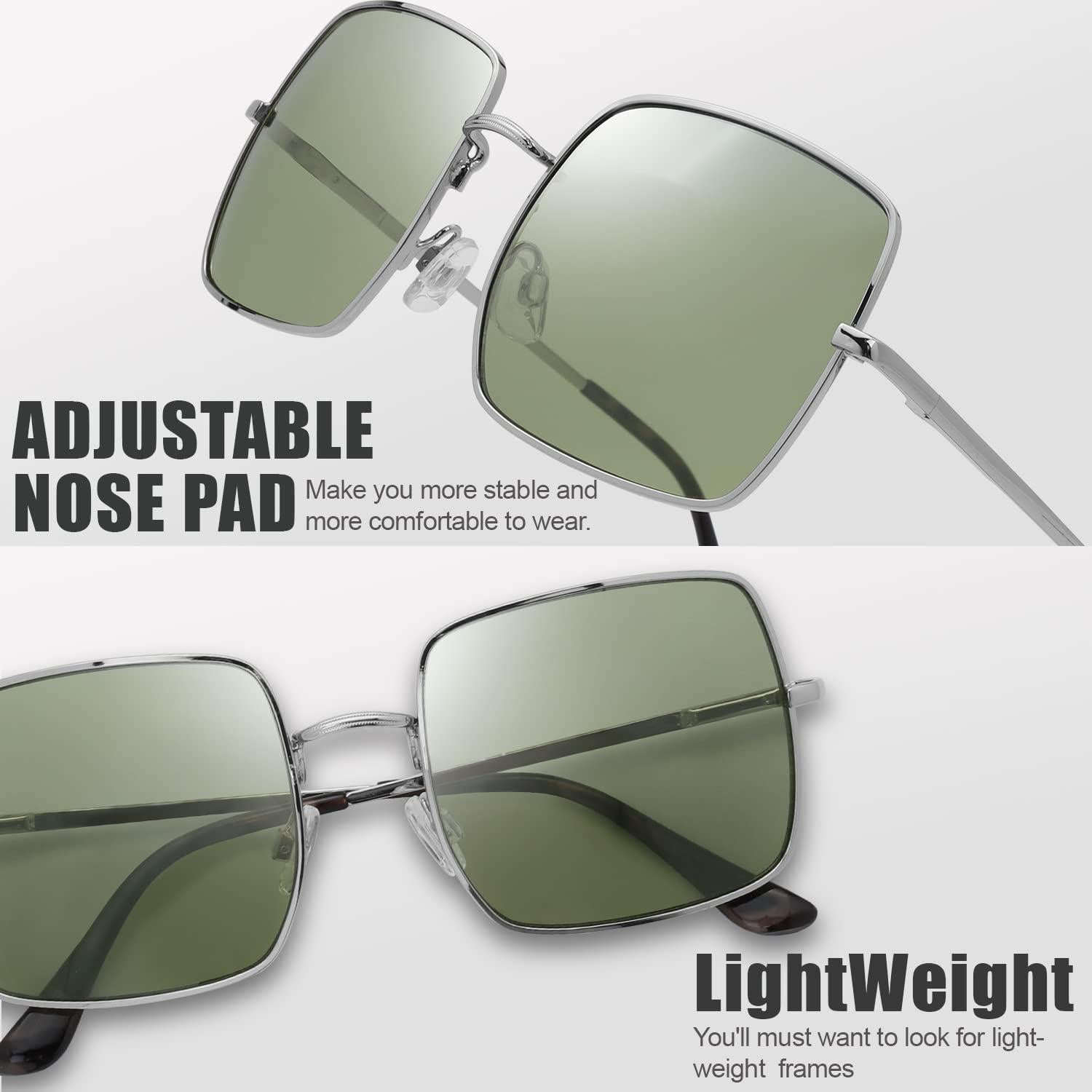 Gafas de Sol Fresco UV400 para Mujeres L191 Plata Verde