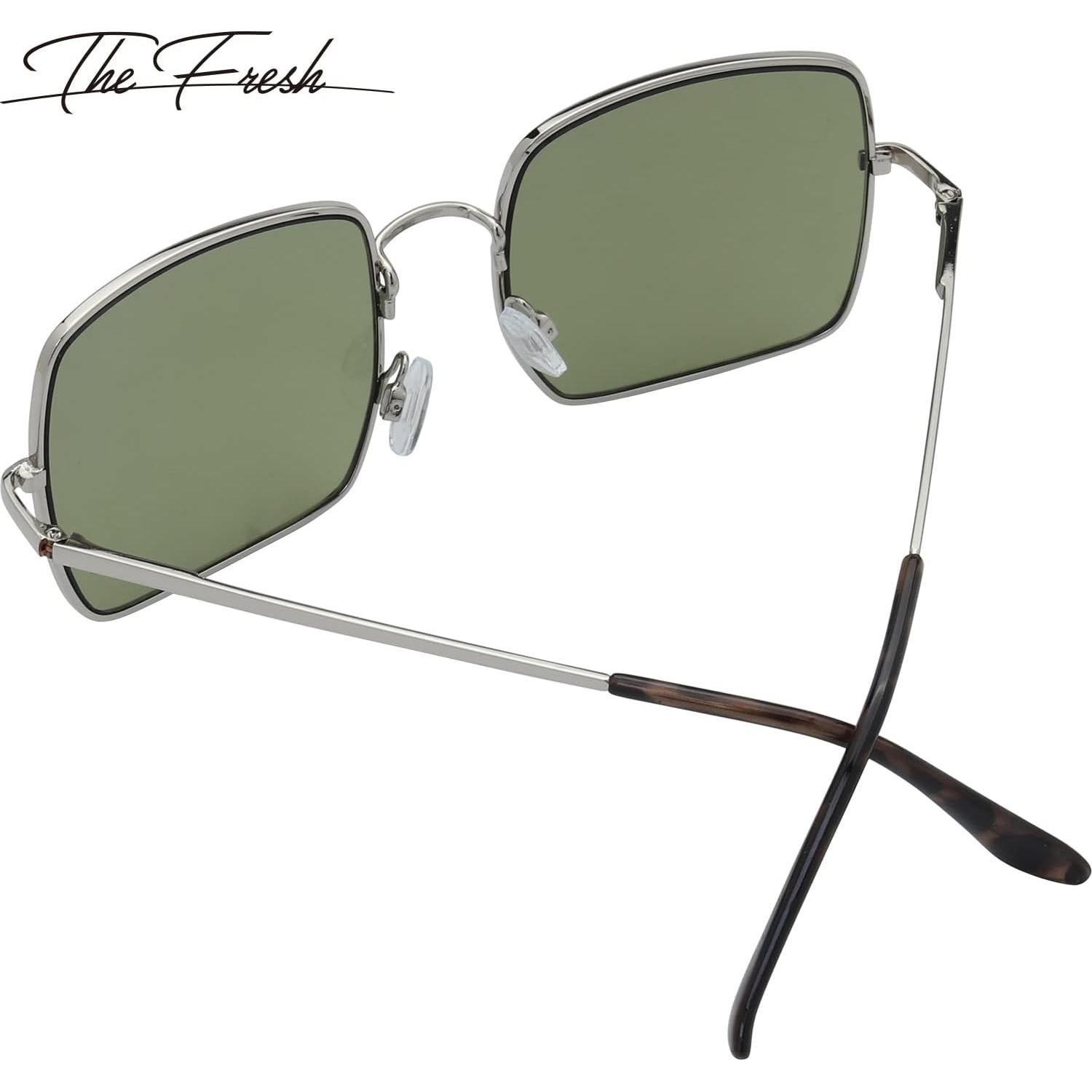 Gafas de Sol Fresco UV400 para Mujeres L191 Plata Verde