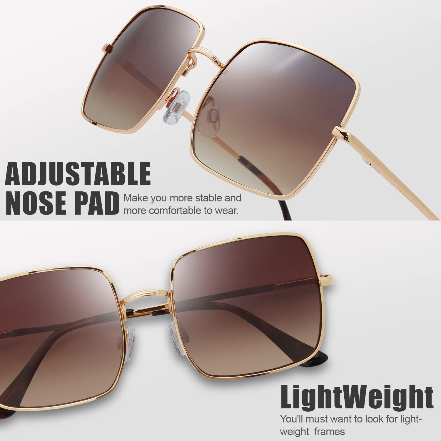 Gafas de Sol UV400 Fresh L194 Dorado Marrón Degradado