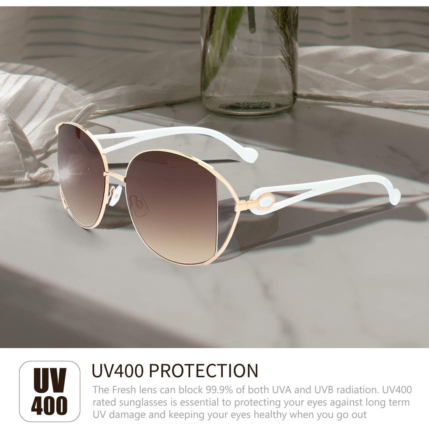 Gafas de Sol Fresco FR1L UV400 para Mujeres - Dorado/Blanco