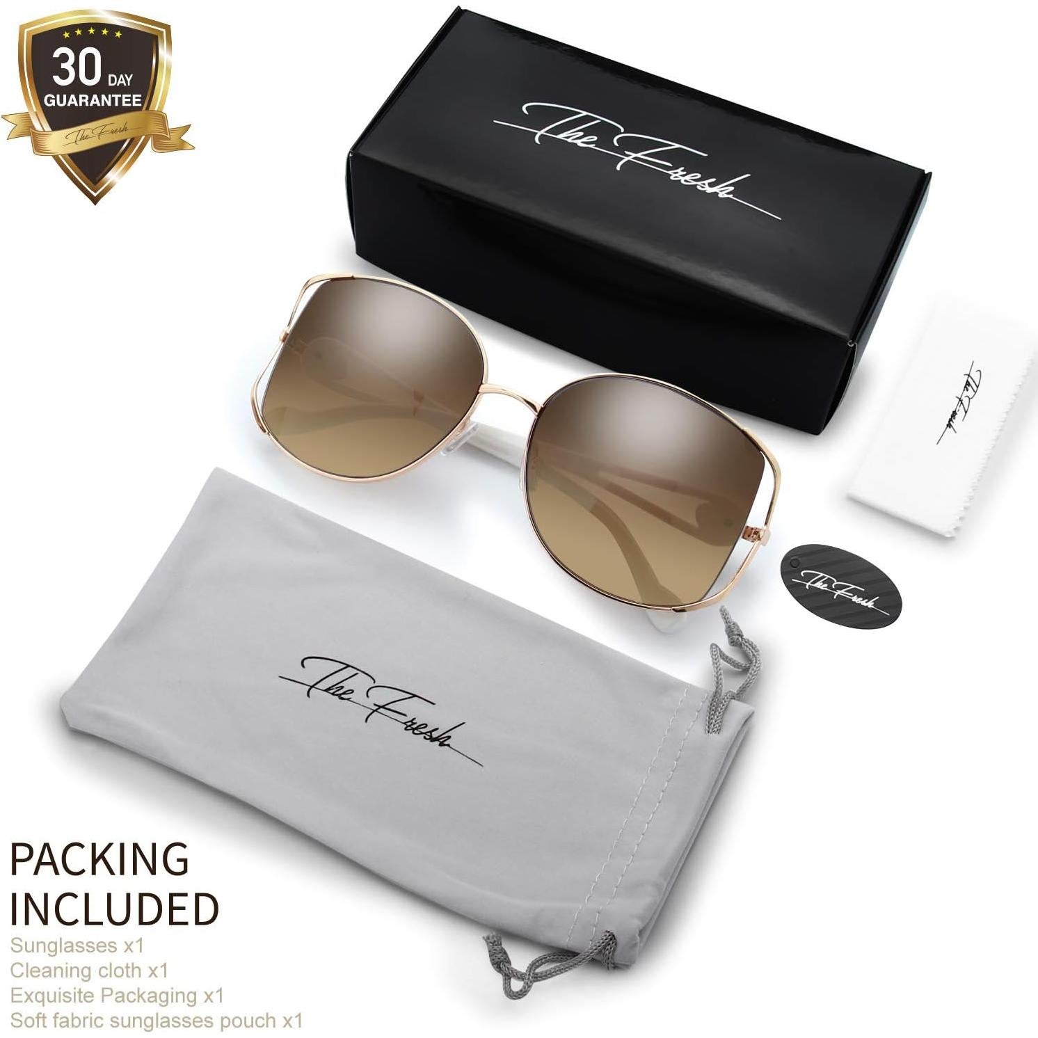 Gafas de Sol Fresco FR1L UV400 para Mujeres - Dorado/Blanco