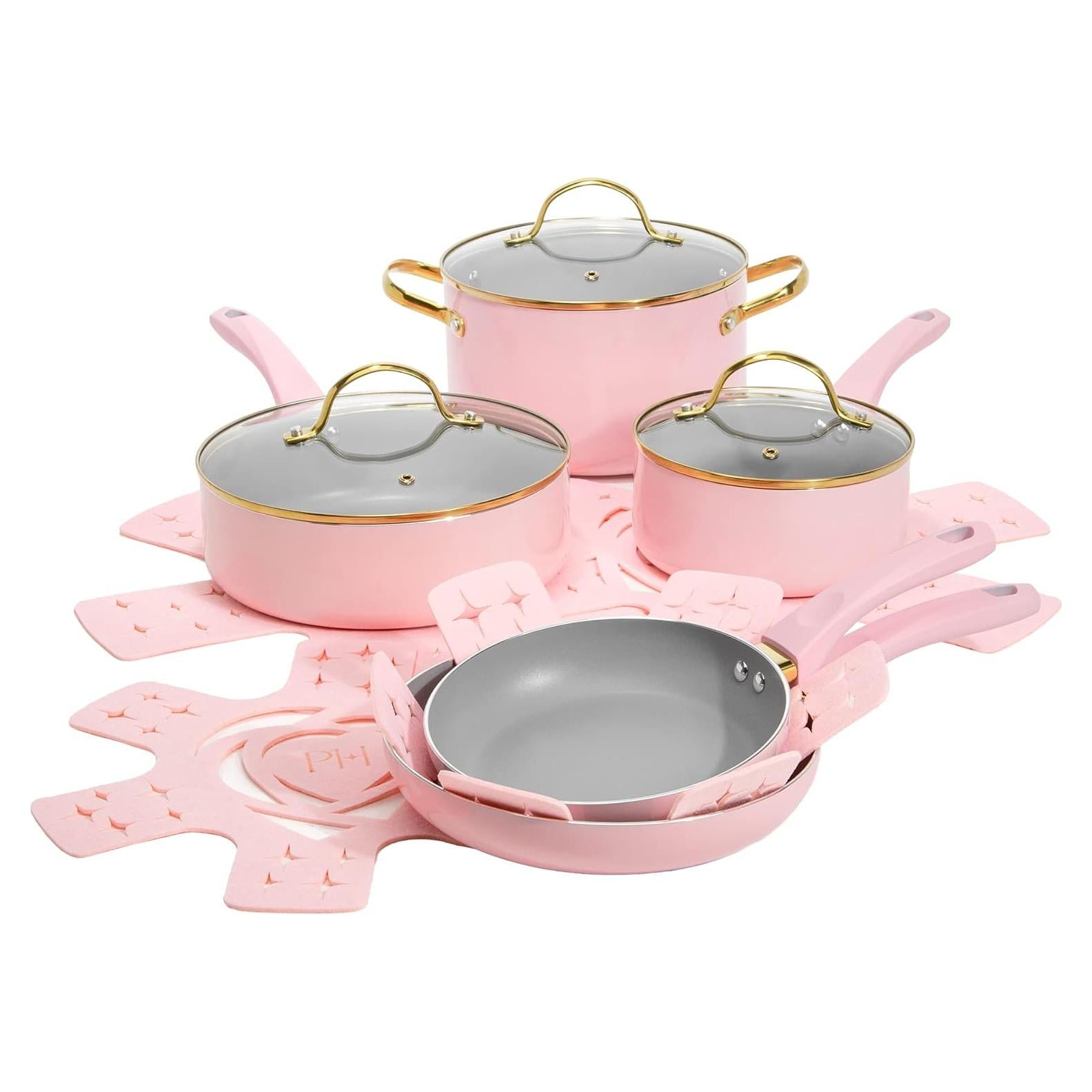 Juego de Ollas y Sartenes Paris Hilton 12 Piezas Rosa
